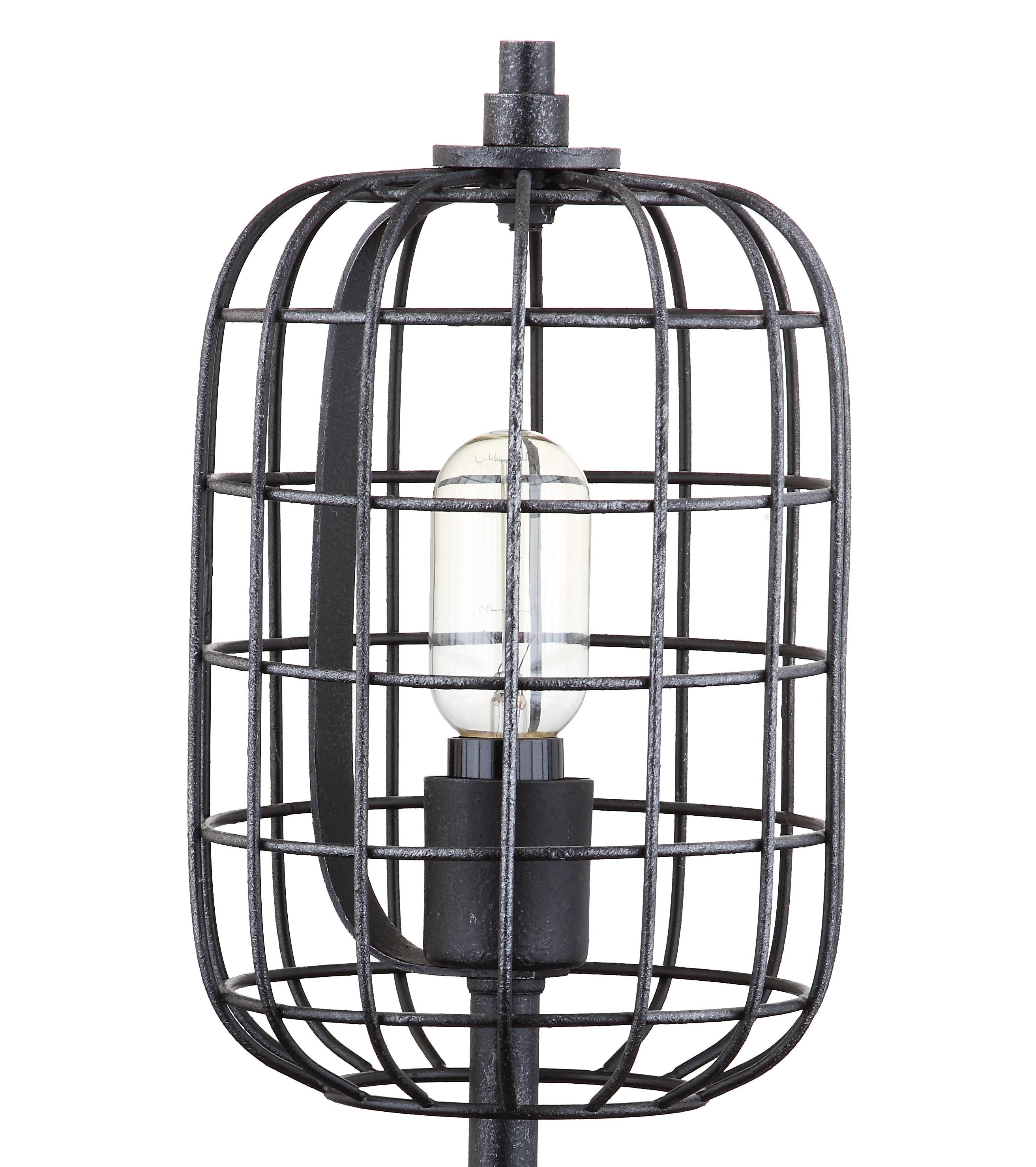 Edison Black Industrial Steel Table Lamp with Cage Shade