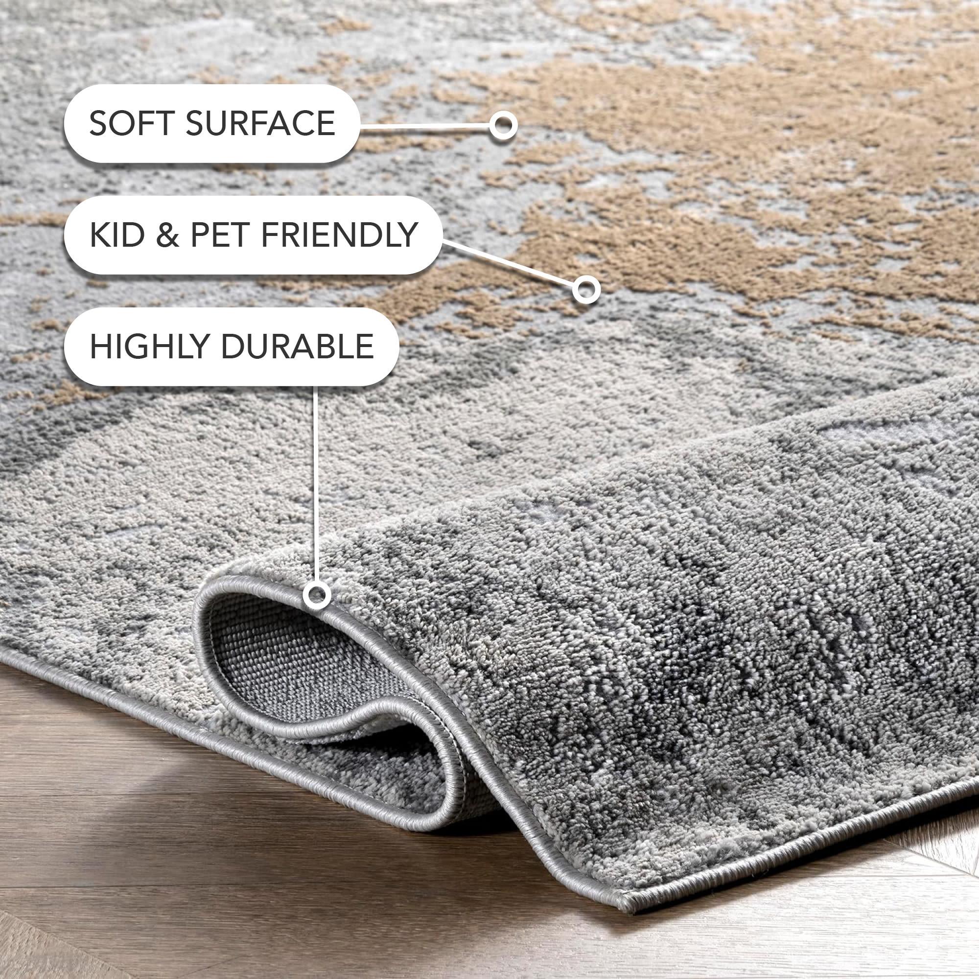 Nuloom Cyn Abstract 2x3 Accent Indoor Area Rug for Living Room Bedroom Dining Room Entryway Kitchen, Silver/Ivory