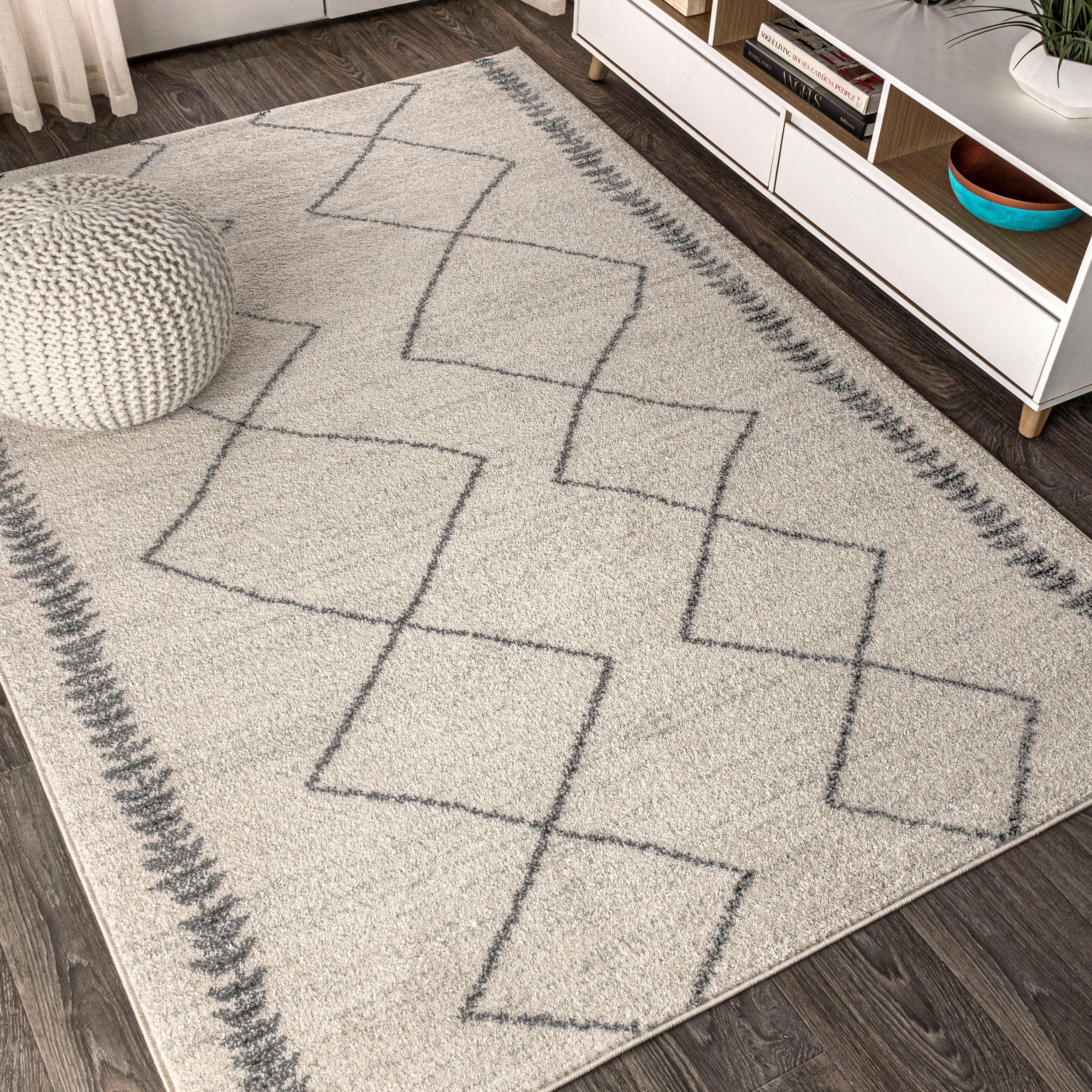 4'x6' Zaina Moroccan Beni Souk Area Rug, Cream/Gray - JONATHAN Y