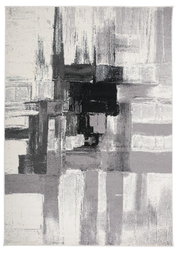 World Rug Gallery Contemporary Modern Abstract Black 5' x 7' Area Rug:  Stain-Resistant,  Pet Friendly,  Low Pile,  Indoor Use