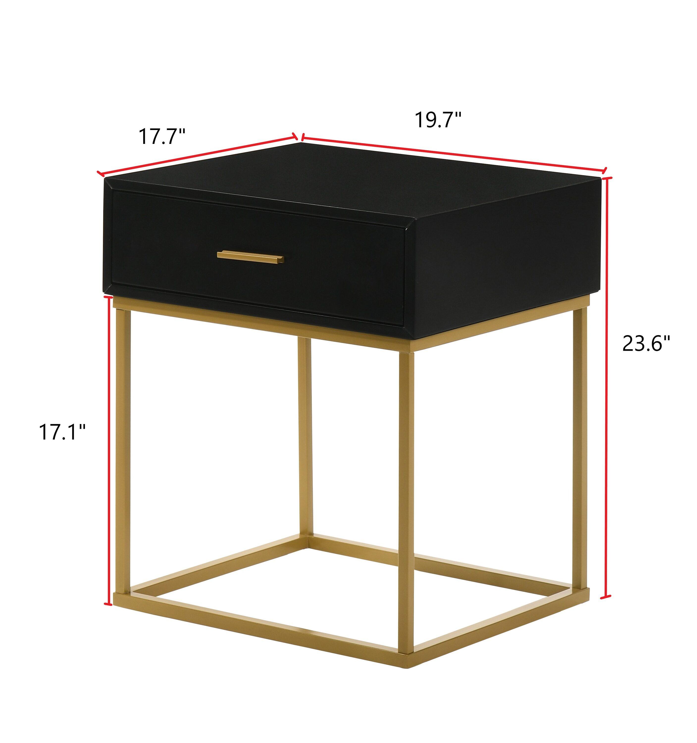 LuXeo Catalina One Drawer Nightstand with Mustard Gold Legs