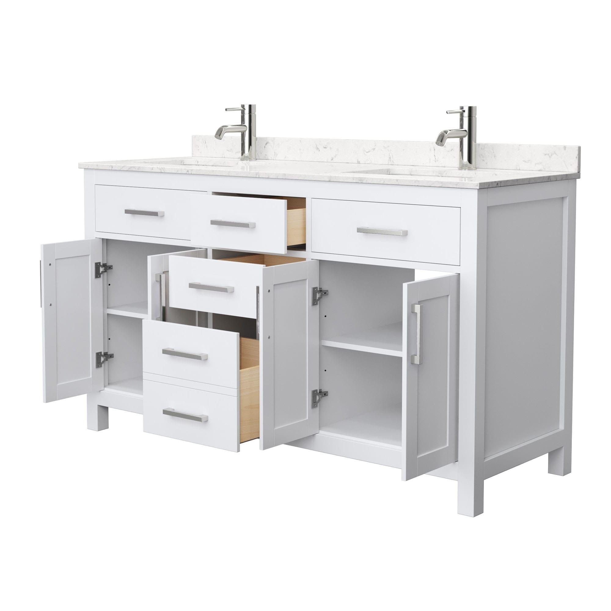 Beckett 60" Freestanding Double Bathroom Vanity with Cultured Marble Top