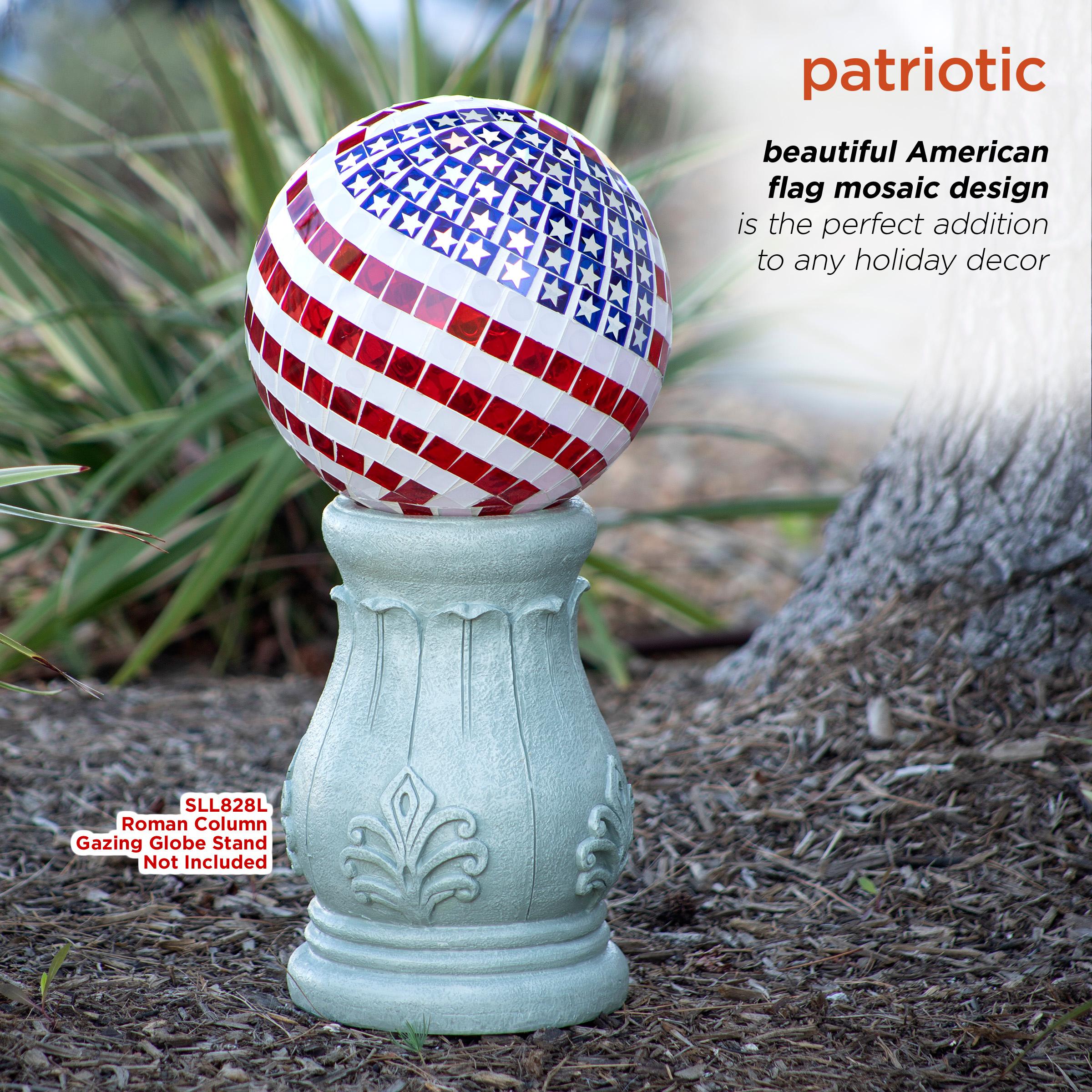 Patriotic Mosaic Glass American Flag Gazing Globe