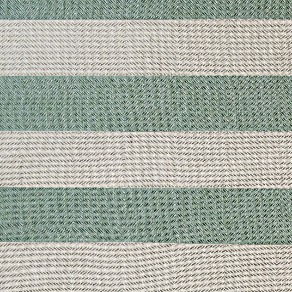 Couristan Afuera Yacht Club 2'2" x 11'9" Sea Mist Green and Ivory Stripe Outdoor Runner Rug