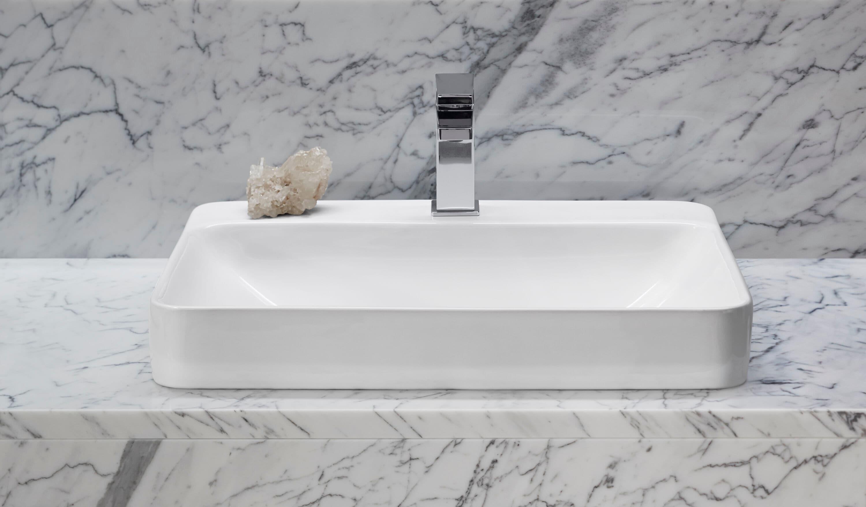 Vox® Vitreous China Rectangular Vessel Bathroom Sink with Overflow