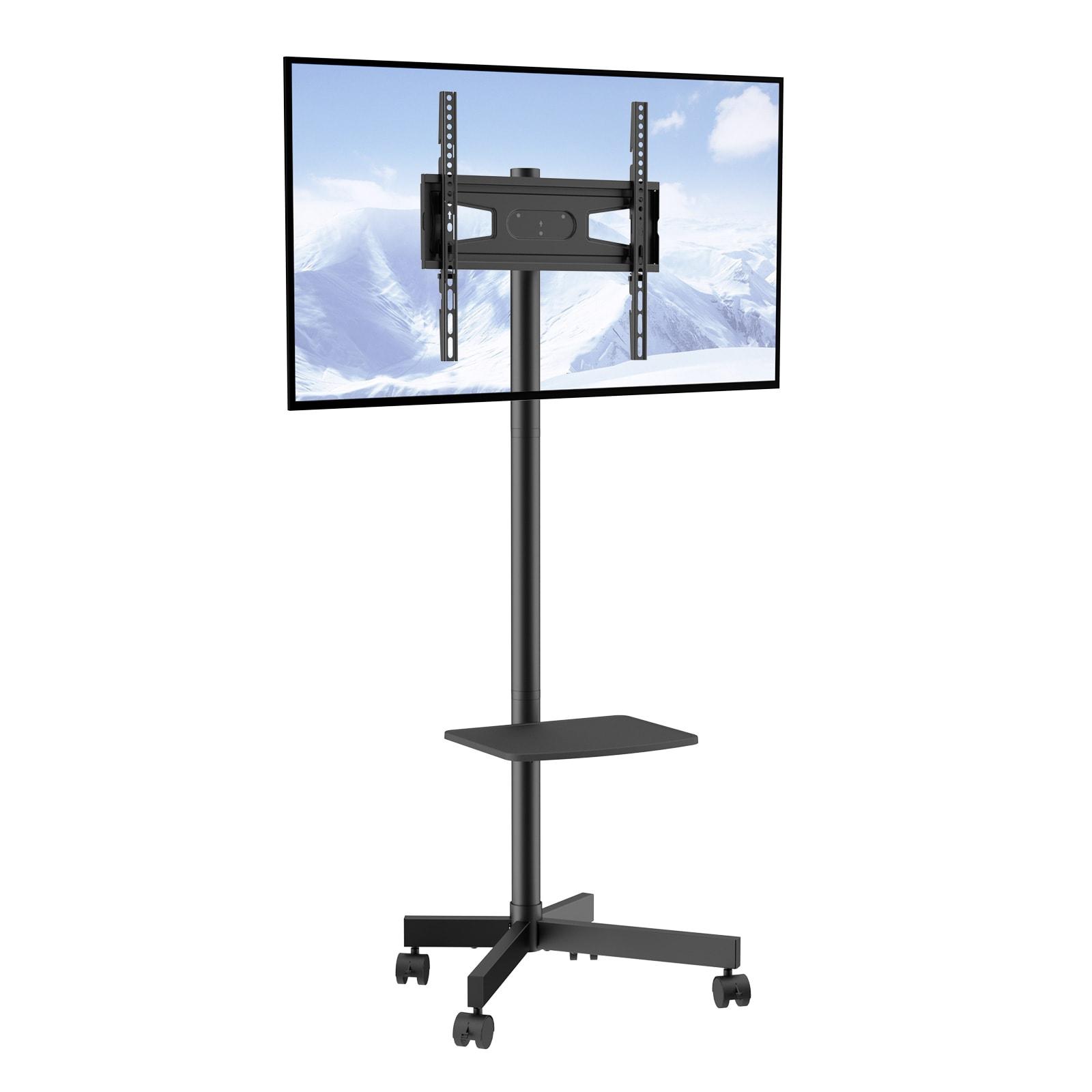 VEVOR Mobile TV Stand, Mobile TV Cart for 23 to 60 inch TVs, Height Adjustable Portable TV Stand with Wheels, with A Tray for Audio-Visual Devices