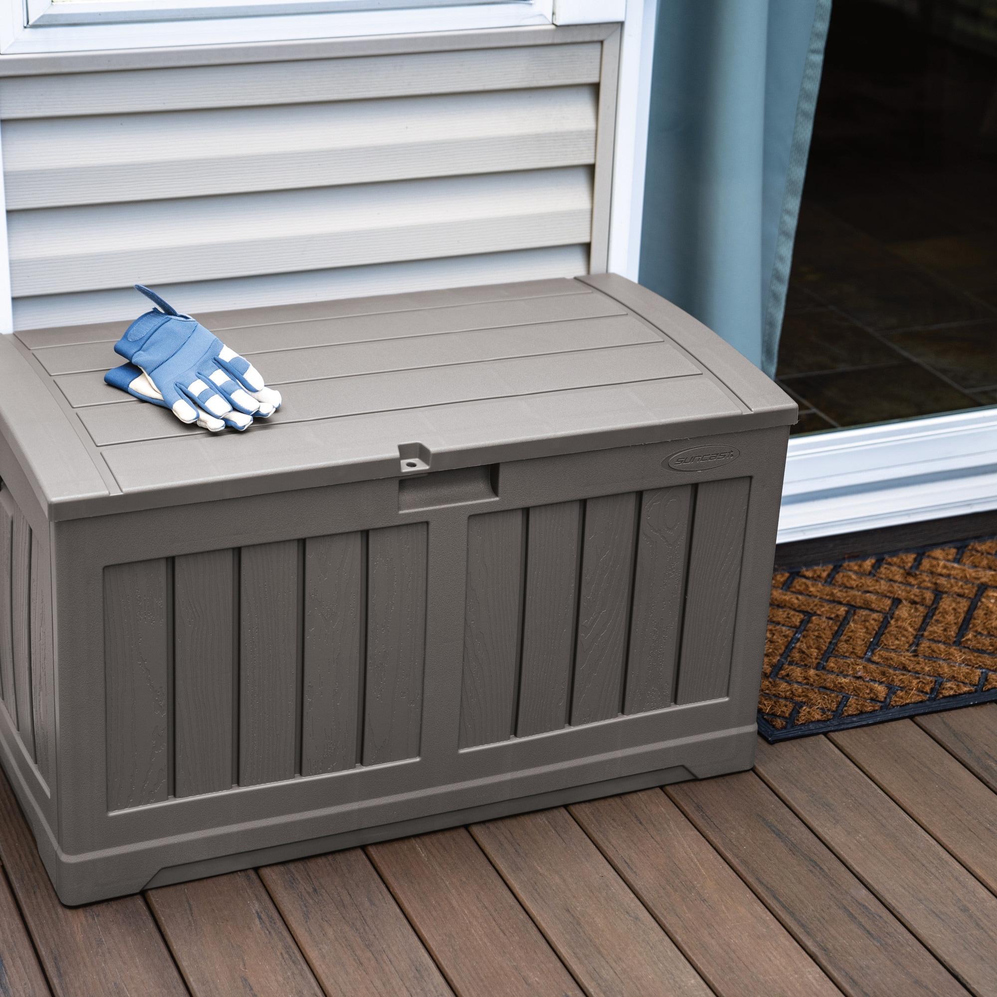 Suncast Suncast 50 Gallon Plastic Deck Box with Molded Lockable Feature for Home, Gray