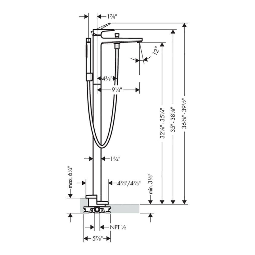 Metropol Freestanding Tub Filler Trim with Lever Handle and 1.75 GPM Handshower Trim Set Only