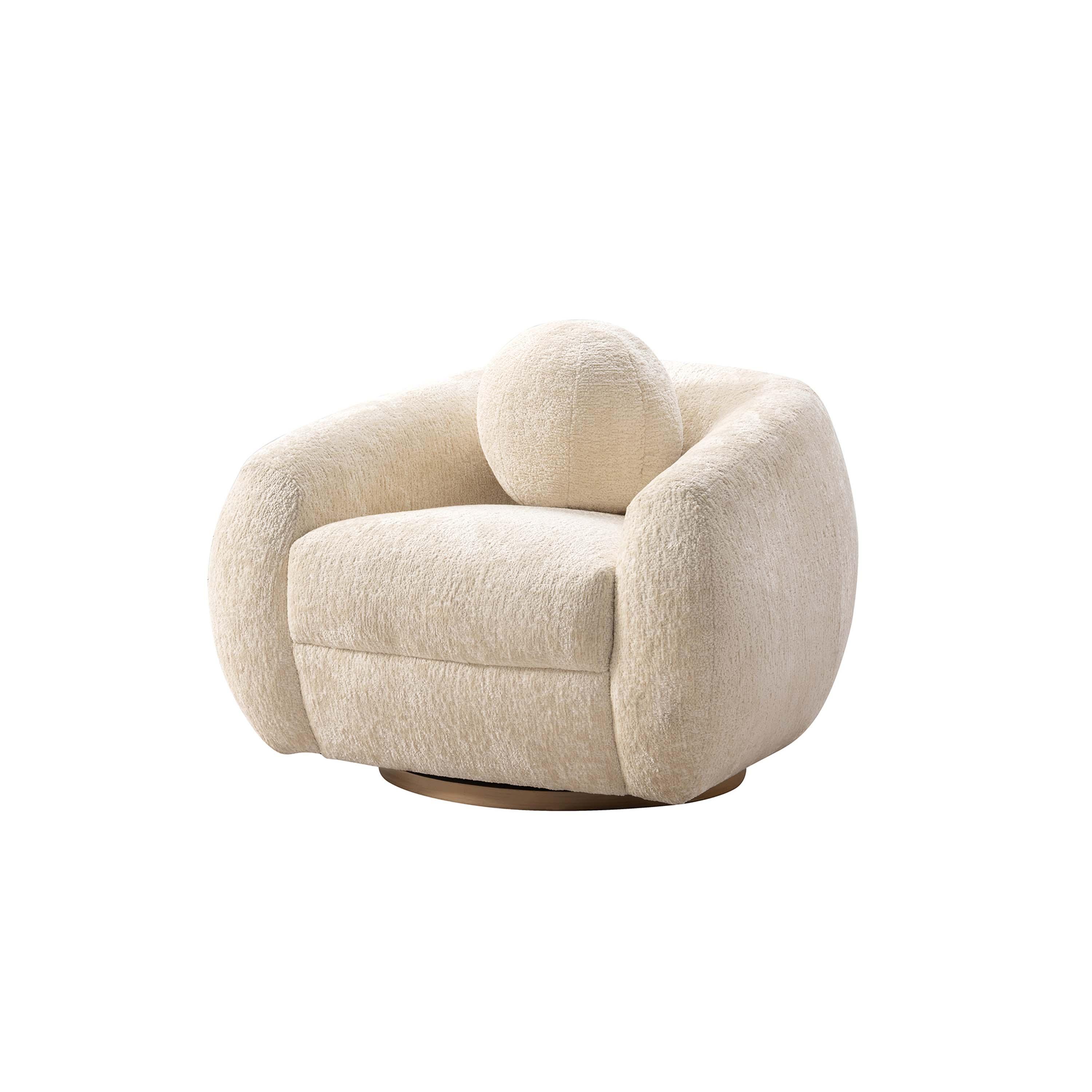 Manhattan Comfort Tribeca Modern Chenille Upholstered Accent Chair Cream