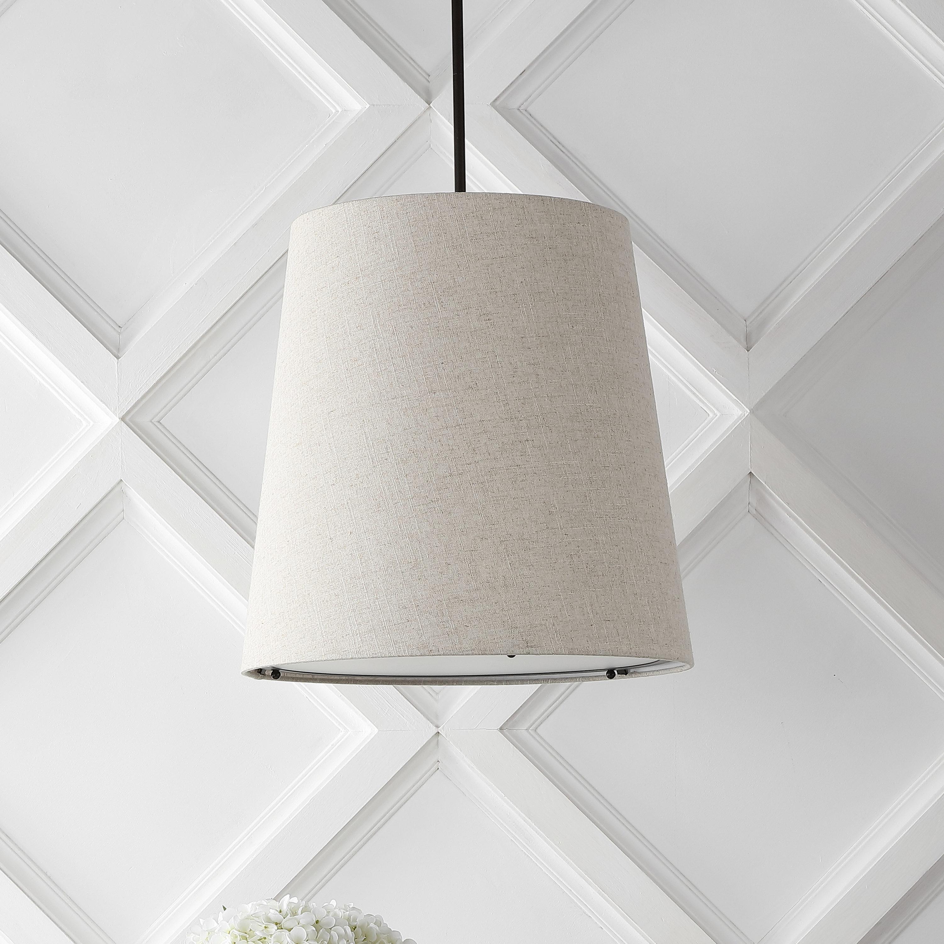 Arden 18" 1-Light Farmhouse Bohemian Iron LED Pendant, Oil Rubbed Bronze/Beige