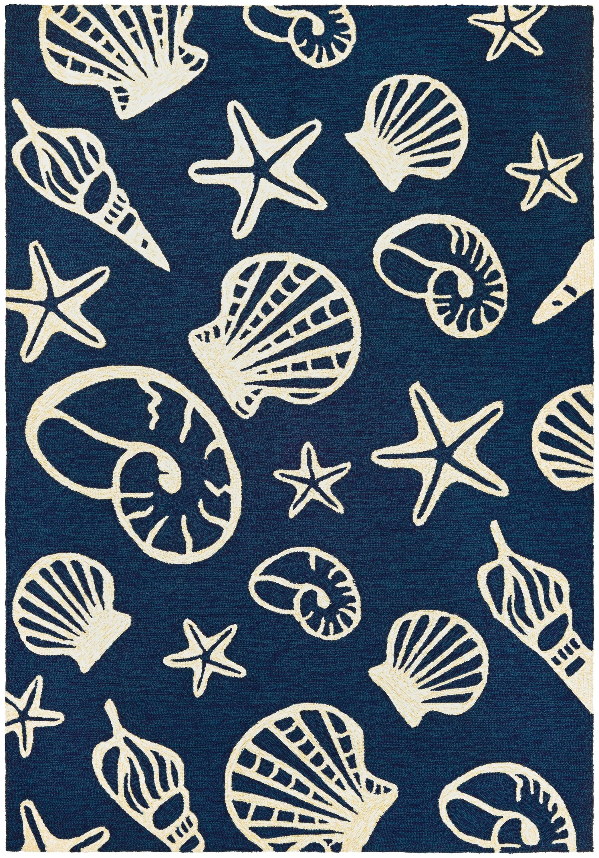 Couristan Outdoor Escape Cardita Shells Indoor/Outdoor Area Rug, 2' x 4', Navy-Ivory