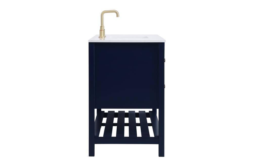 Elegant Decor Theo 48" Steel and Solid Wood Single Bathroom Vanity in Blue