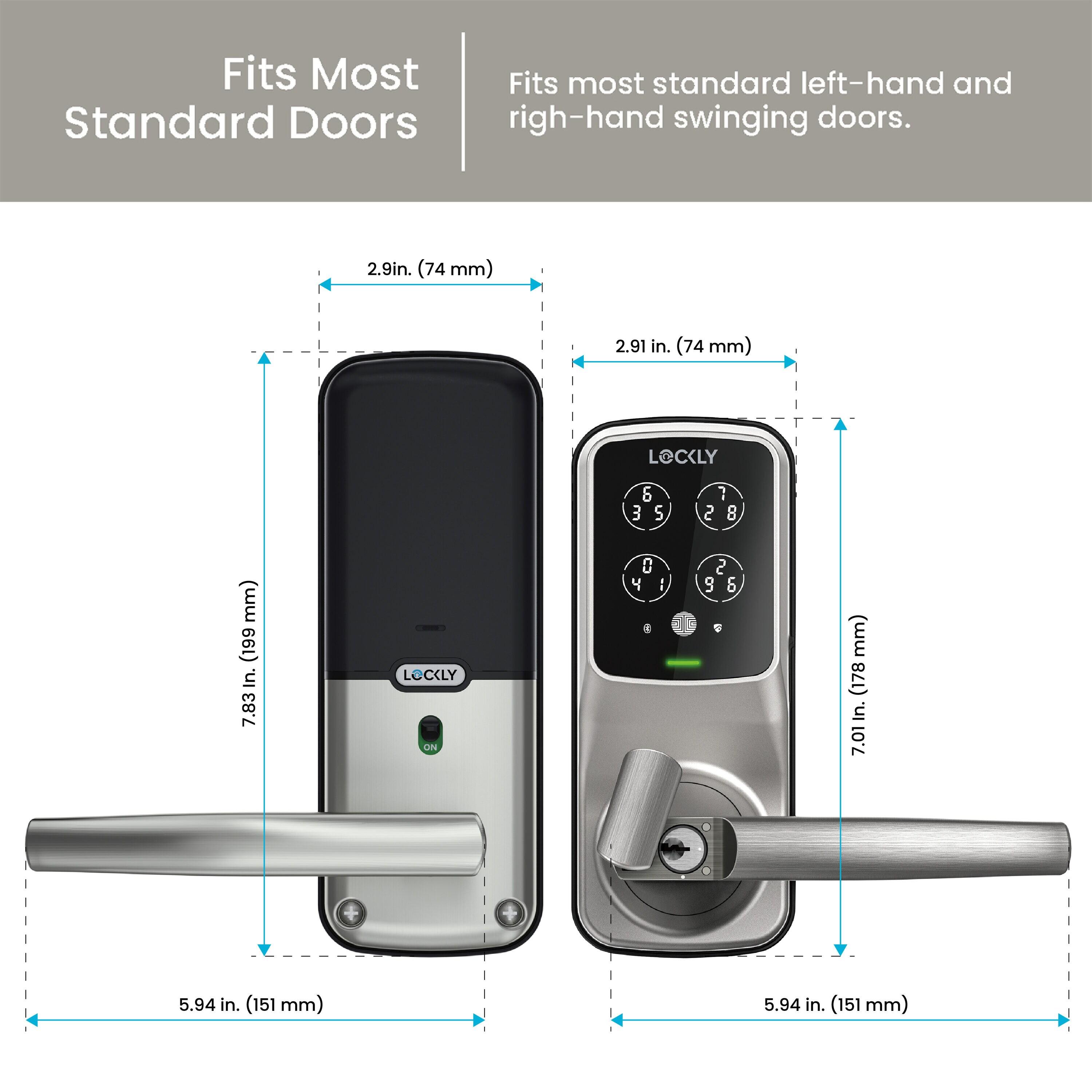 Lockly Secure Plus Bluetooth Smart Door Lock, Keyless Entry with PIN Genie® Digital Keypad, 3D Biometric Fingerprint Sensor Front Door Lock with Handle, Voice Control & Auto Lock - Latch Edition