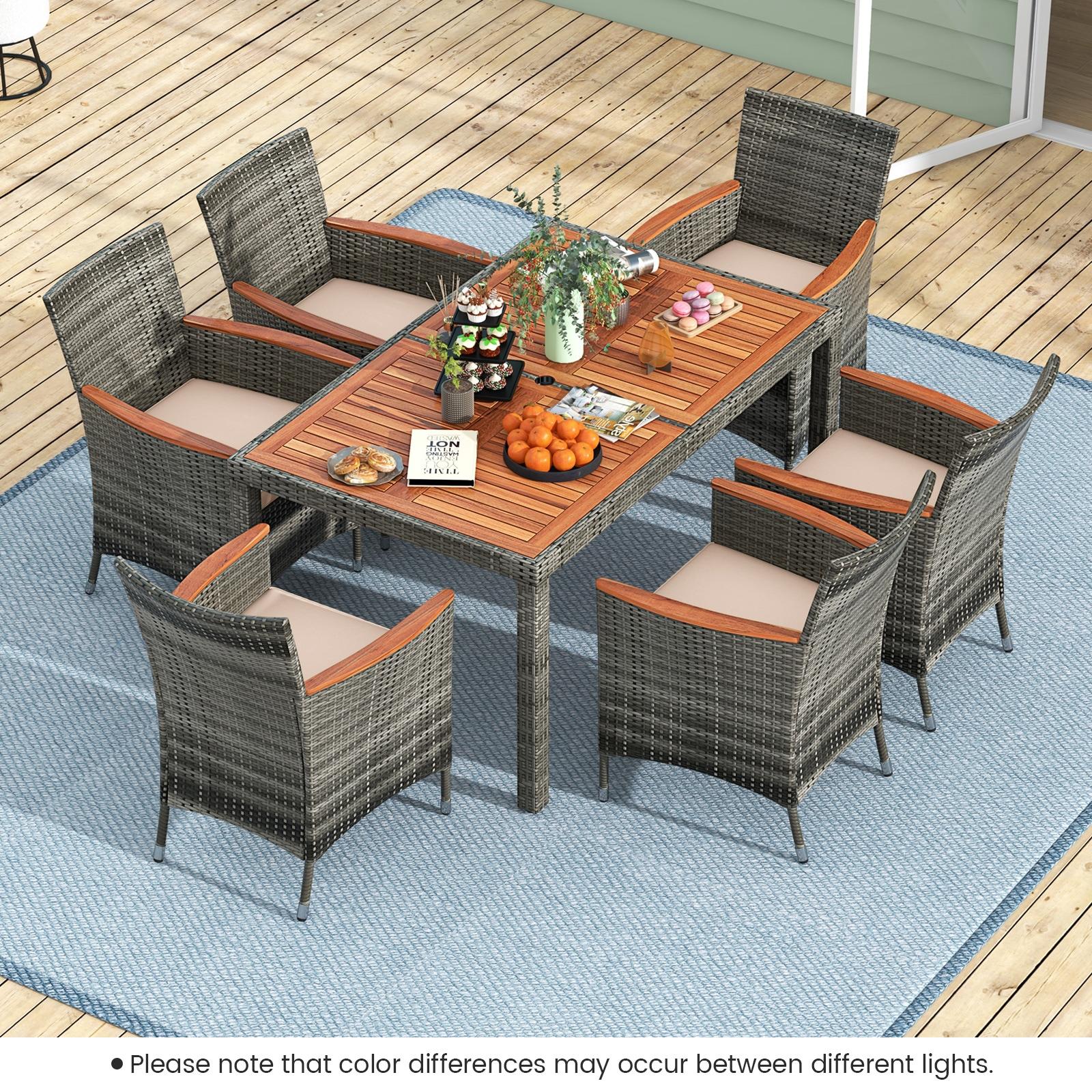 Hokku Designs Artimiza 6 - Person Acacia Patio Dining Set with Rectangular Table (Set of 7)