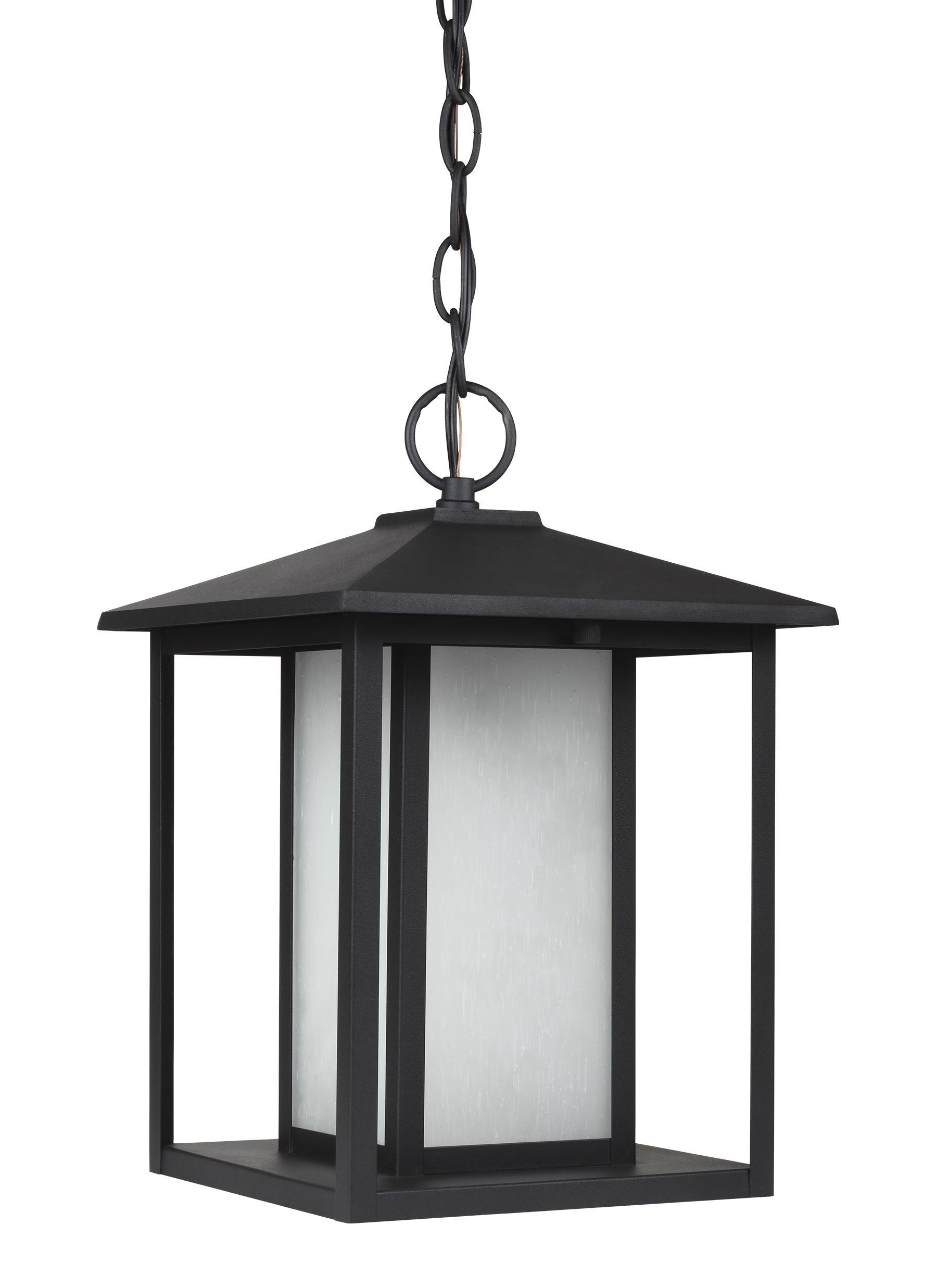 Hunnington Black LED Outdoor Pendant with Clear Seeded Glass