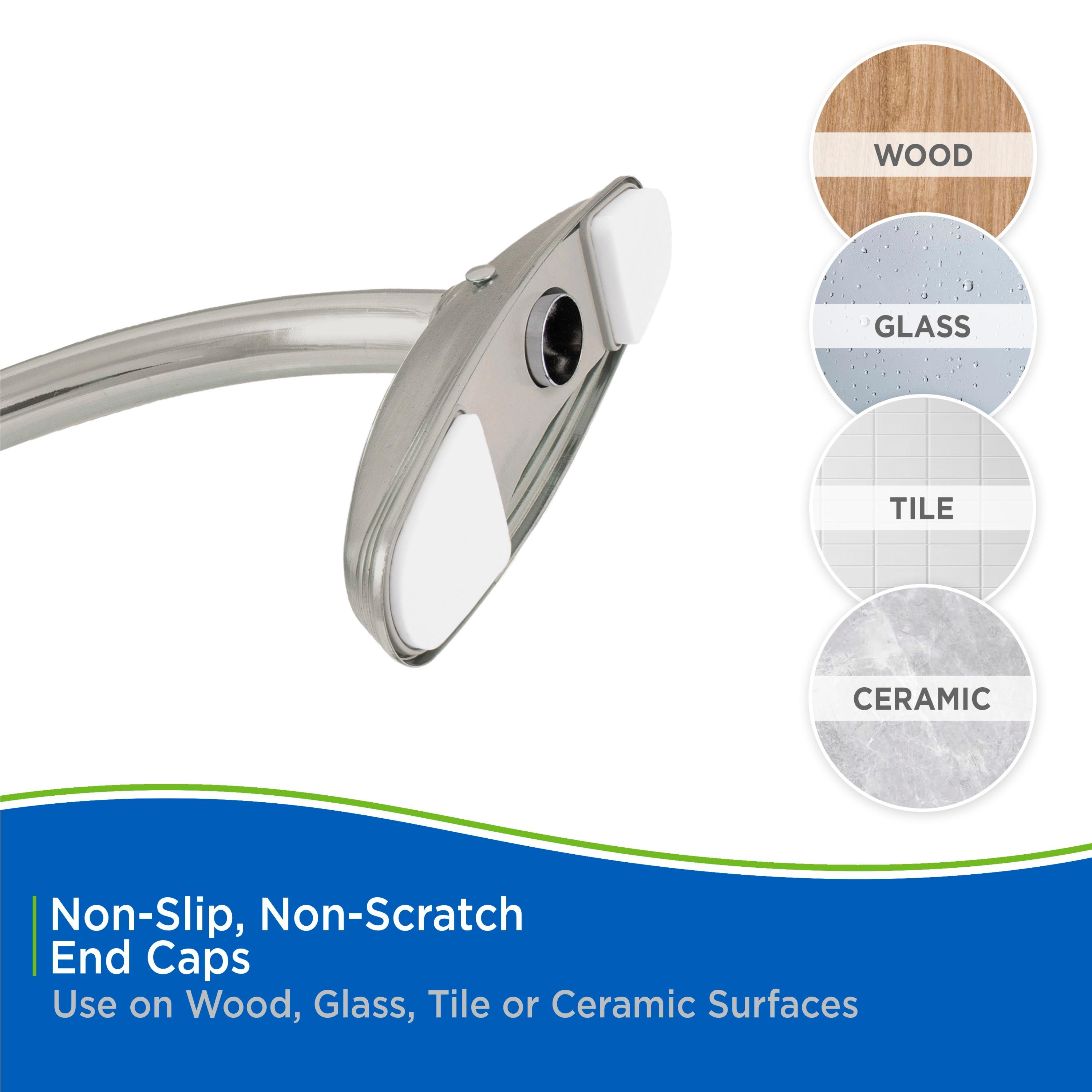 Kenney® Twist & Fit™ No Tools Curved Rust-Resistant Painted Steel Tension Shower Curtain Rod, 57-72", Brushed Nickel