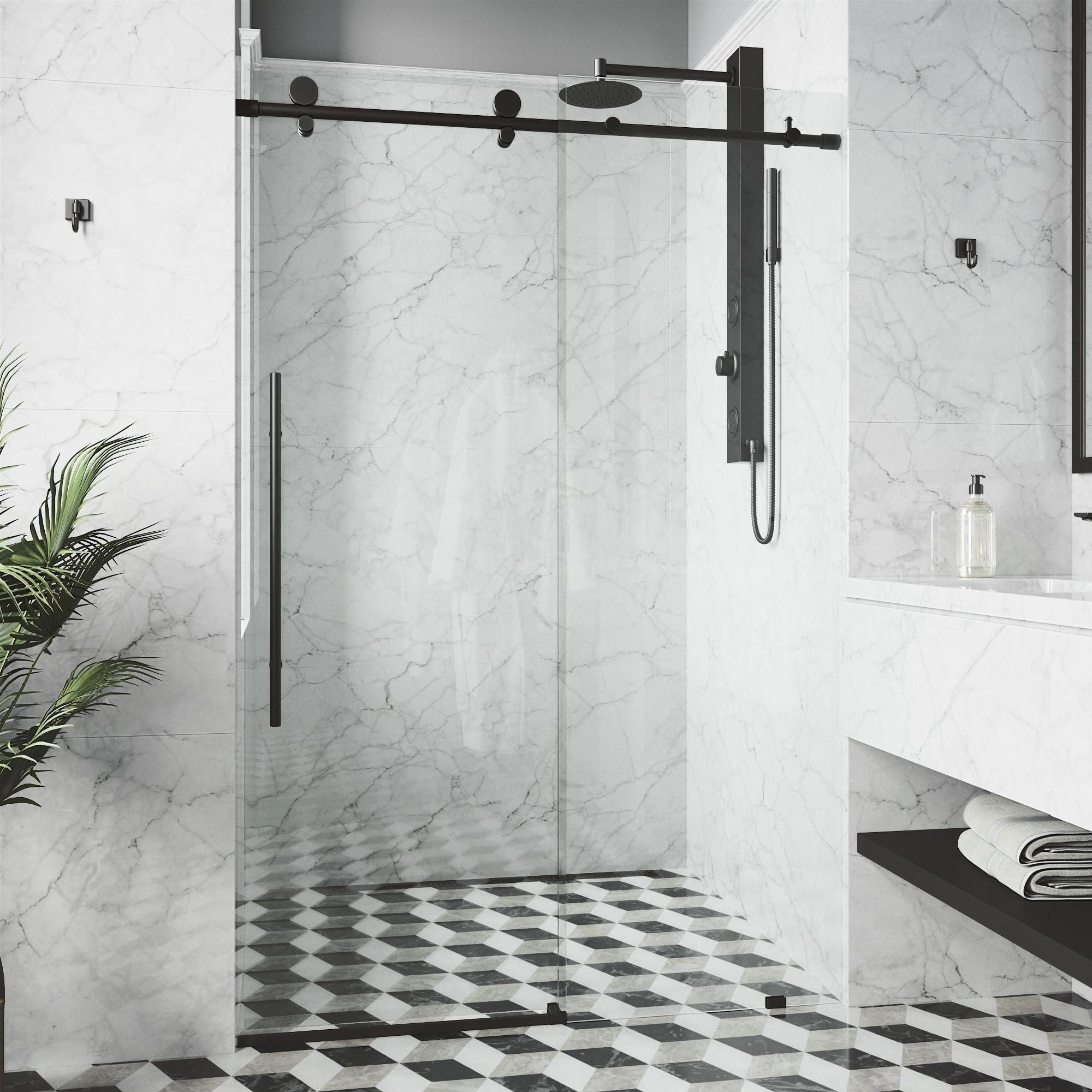 Elan E-Class 44-48" W x 76" H Sliding Frameless Shower Door with 3/8" Clear Glass