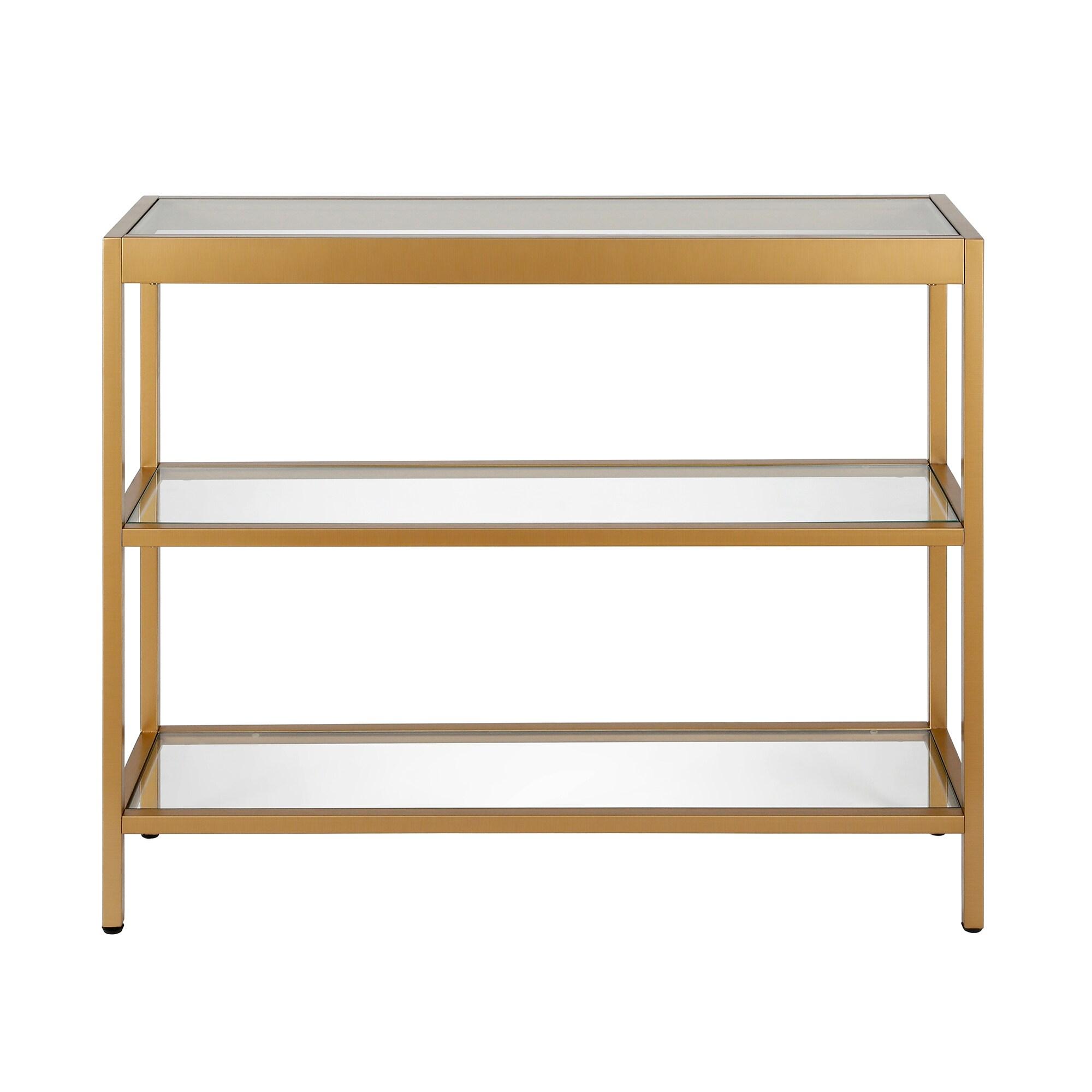 Evelyn&Zoe Alexis 36" Wide Rectangular Console Table, Brass