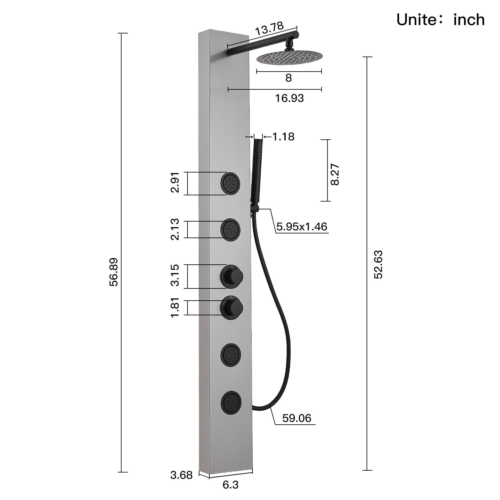 52.36'' Shower Panel with Adjustable Shower Head