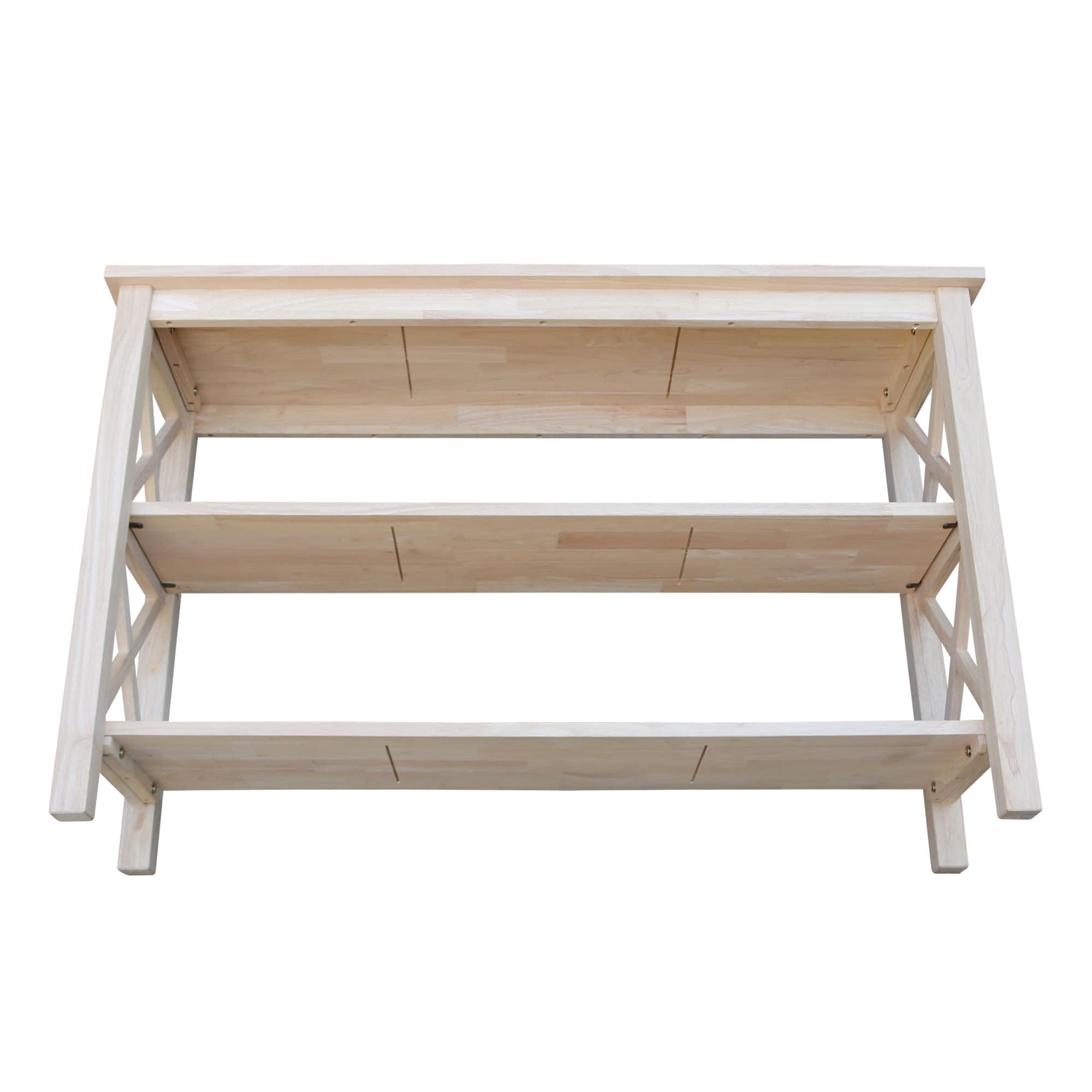 Hampton Console Table Beige - International Concepts: Solid Wood, Parawood, Rectangle, Fixed Shelf