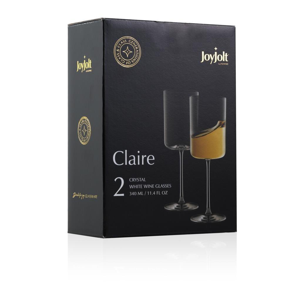 JoyJolt Claire Crystal White Wine Glasses – Set of 4 – 11.4 Ounce Wine Glass Set