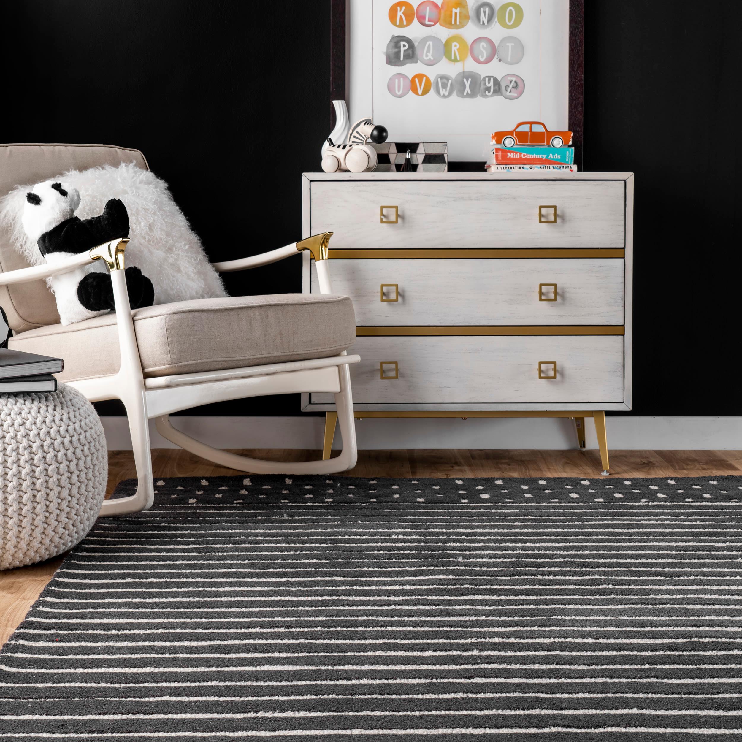 Nuloom Mandia Striped Wool Area Rug, 9' x 12', Charcoal