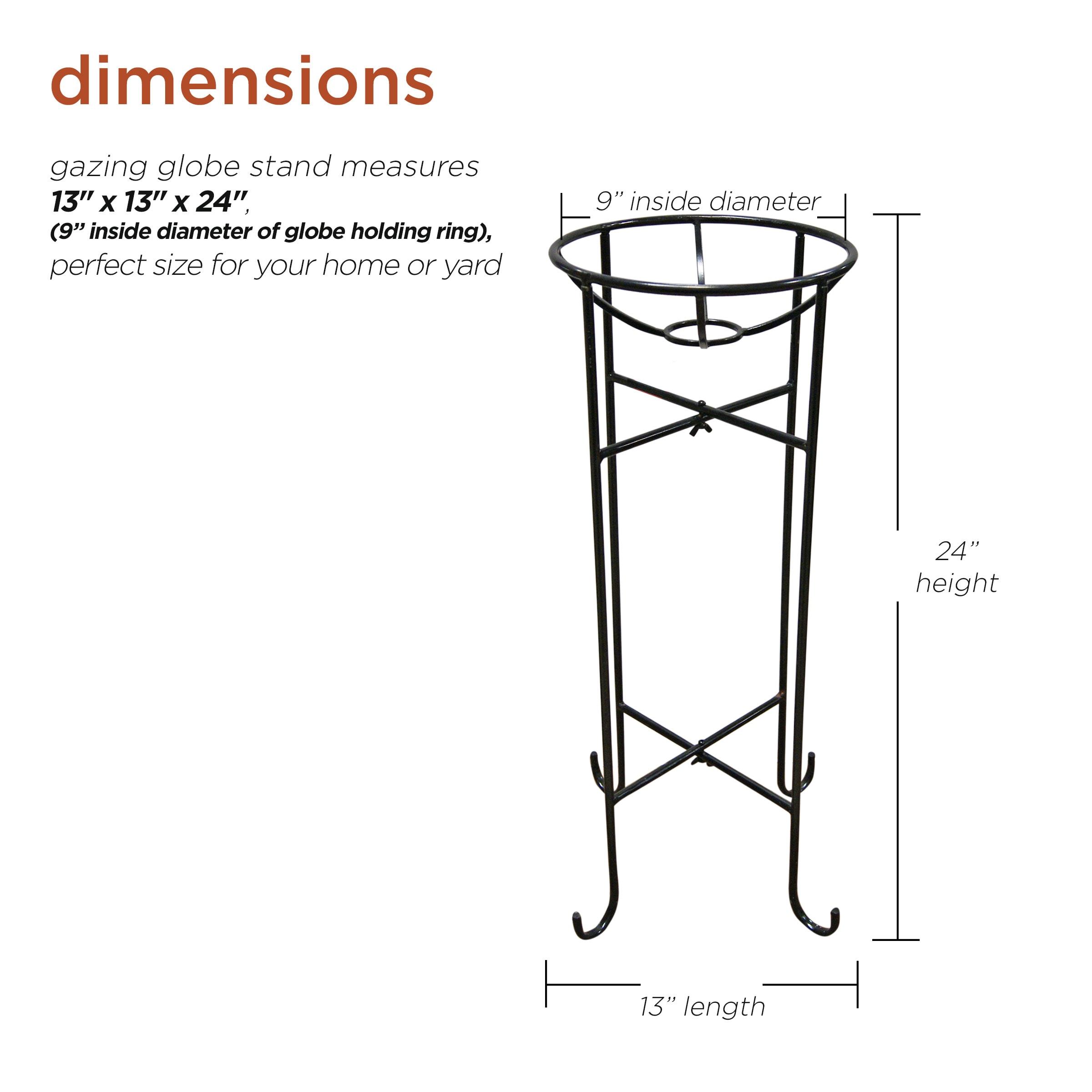 24" Metal Gazing Globe Stand - Alpine Corporation: Pedestal Display for Outdoor Decor, Black Finish