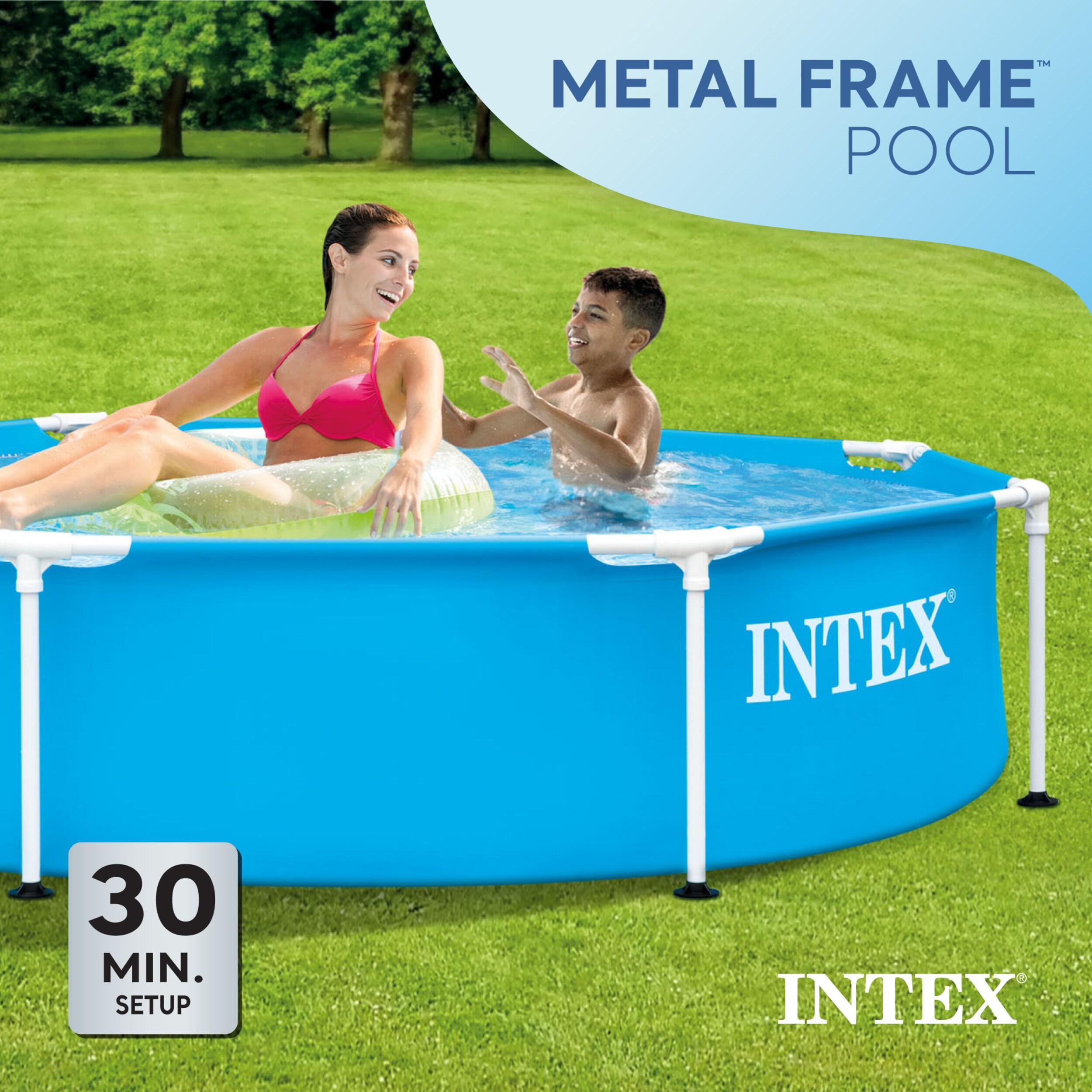 Intex Intex Round Metal Frame Outdoor Backyard Above Ground Swimming Pool