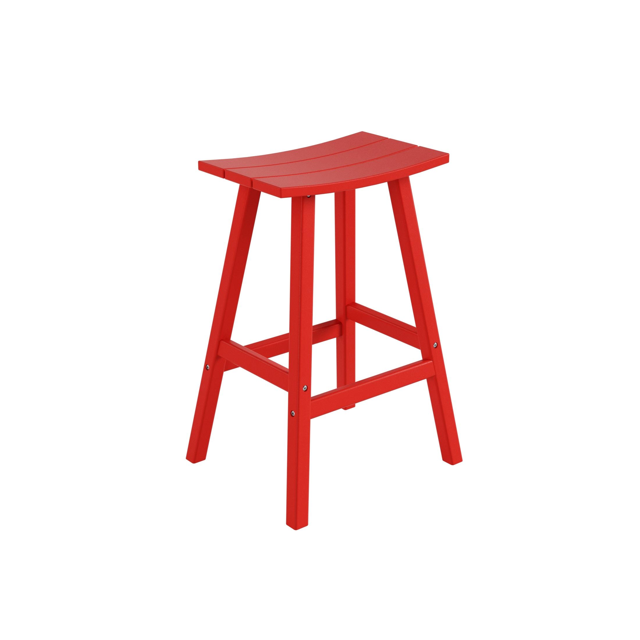 Polytrends  Laguna Hdpe All Weather Outdoor Patio 29" Saddle Seat Bar Stool Red Glam