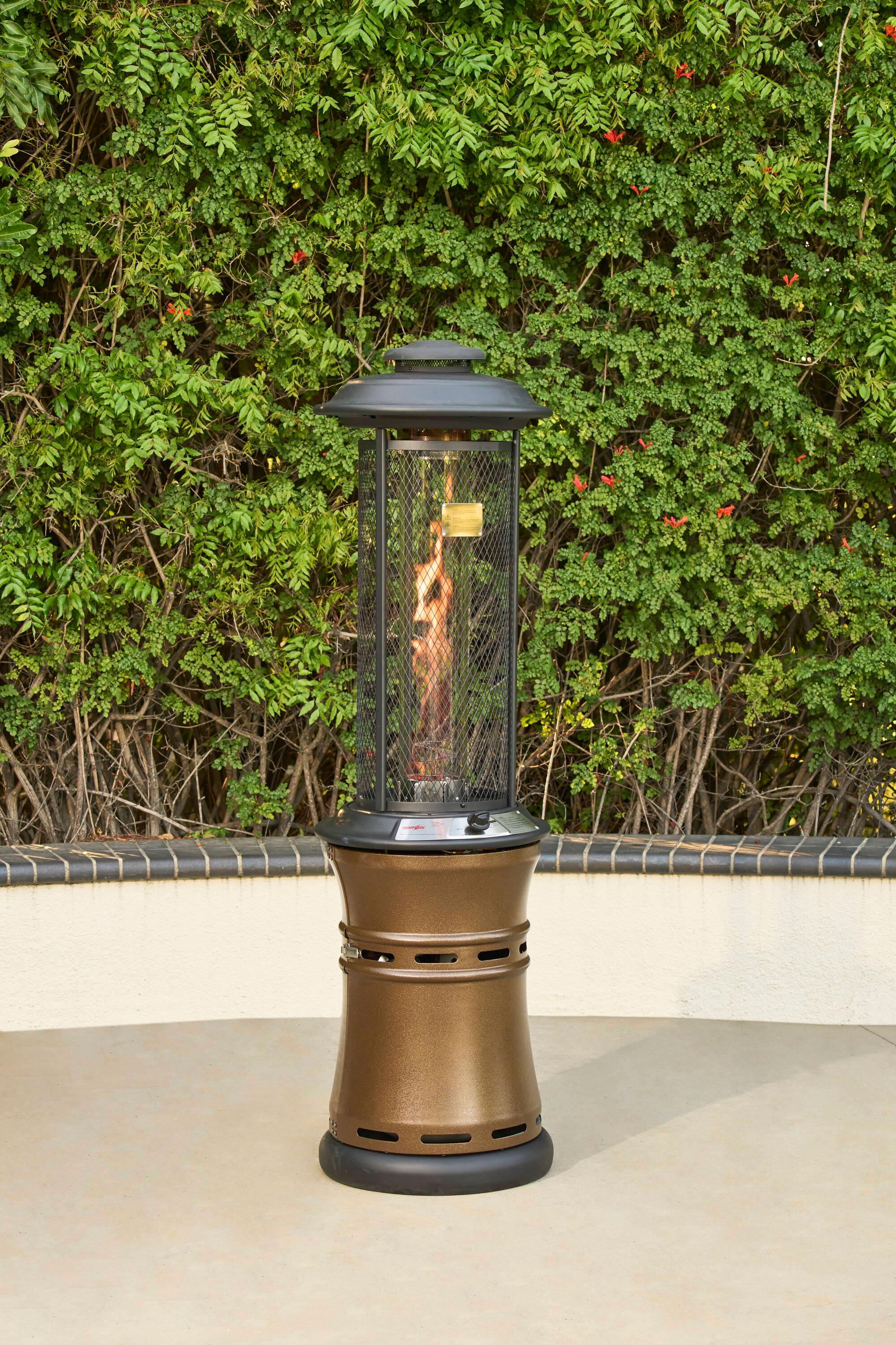 Heatmaxx 36000 BTU Gas Floor Standing Dancing Flame Outdoor Patio Portable Heater Bronze