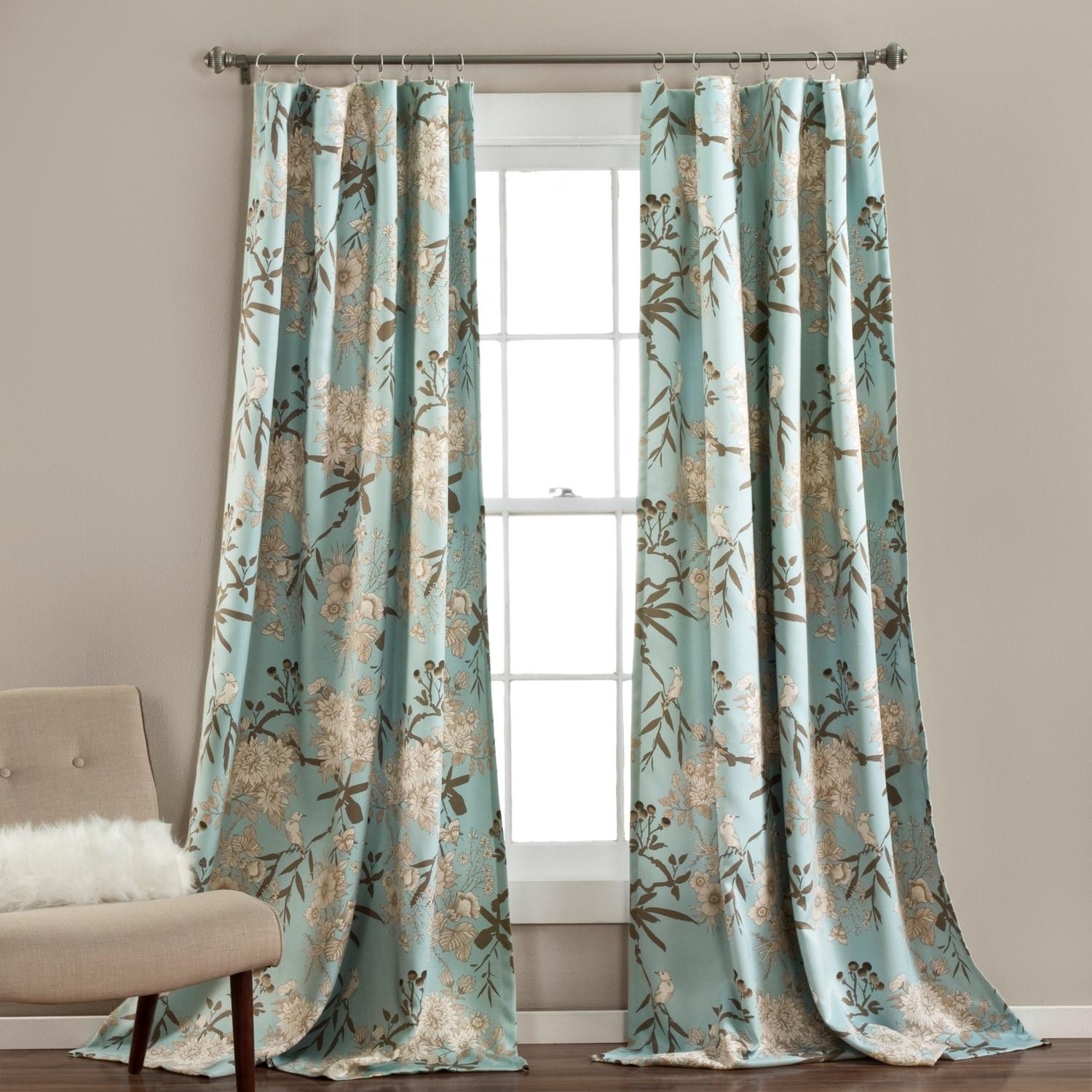 Botanical Garden Polyester Room Darkening Curtain Pair (Set of 2)