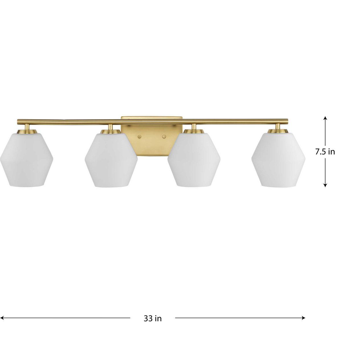 Progress Lighting Copeland 4-Light Vanity Light, Brushed Gold, Opal Glass Shades