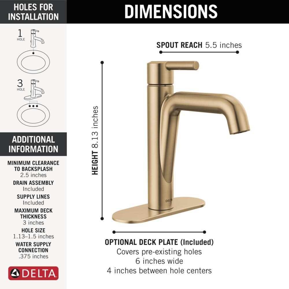 Nicoli Single Hole Bathroom Faucet with Drain Assembly, Single Handle Bathroom Sink Faucet