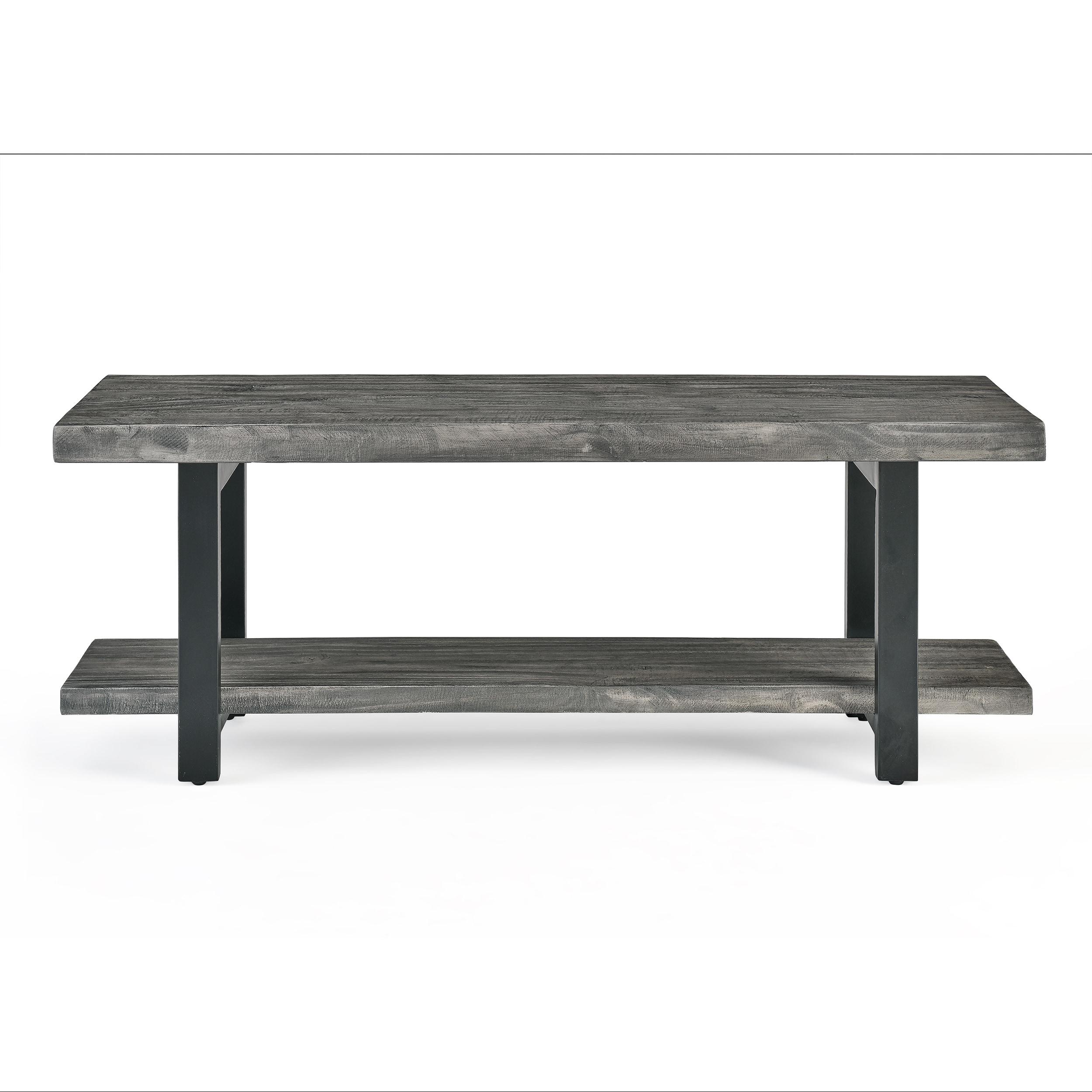 Pomona Metal and Reclaimed Wood Bench Slate Gray - Alaterre Furniture