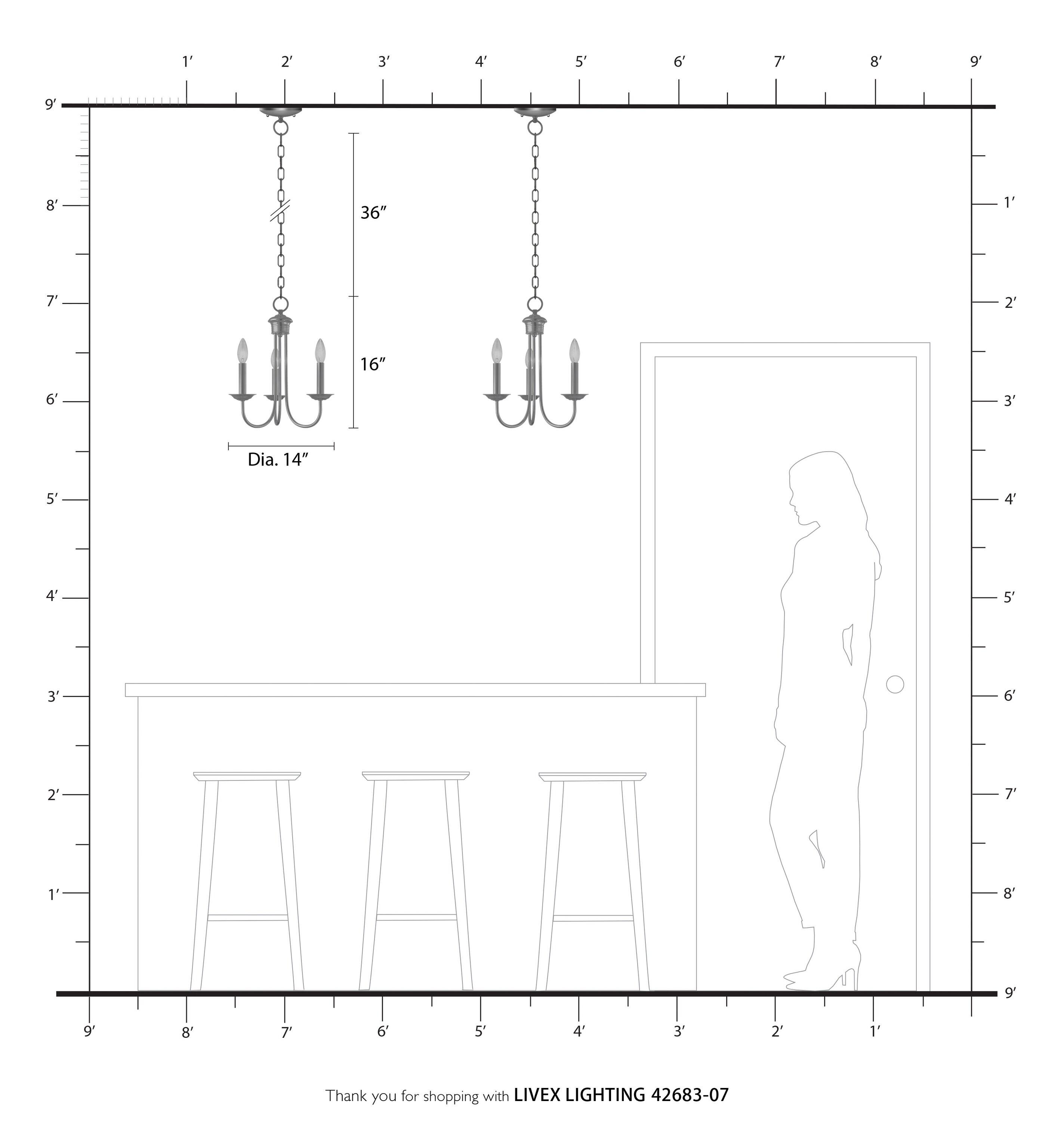 Livex Lighting Estate 3 - Light Chandelier in  Bronze