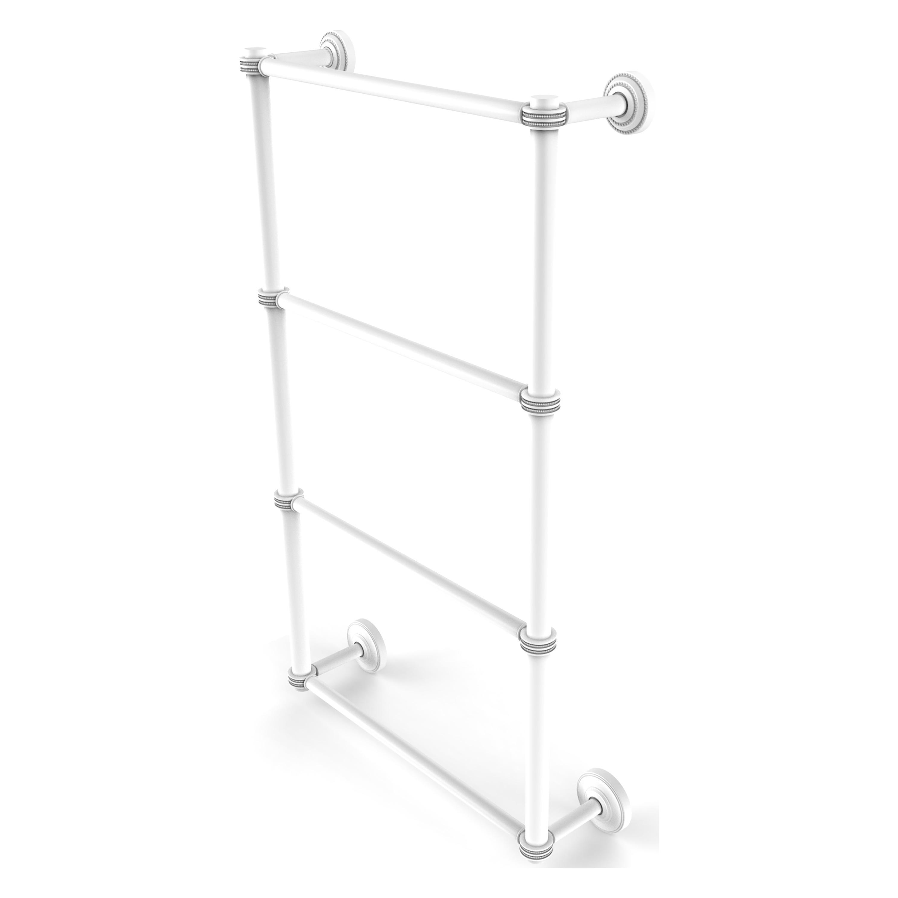 Matte White 30" Brass Ladder Towel Bar with Dotted Accents