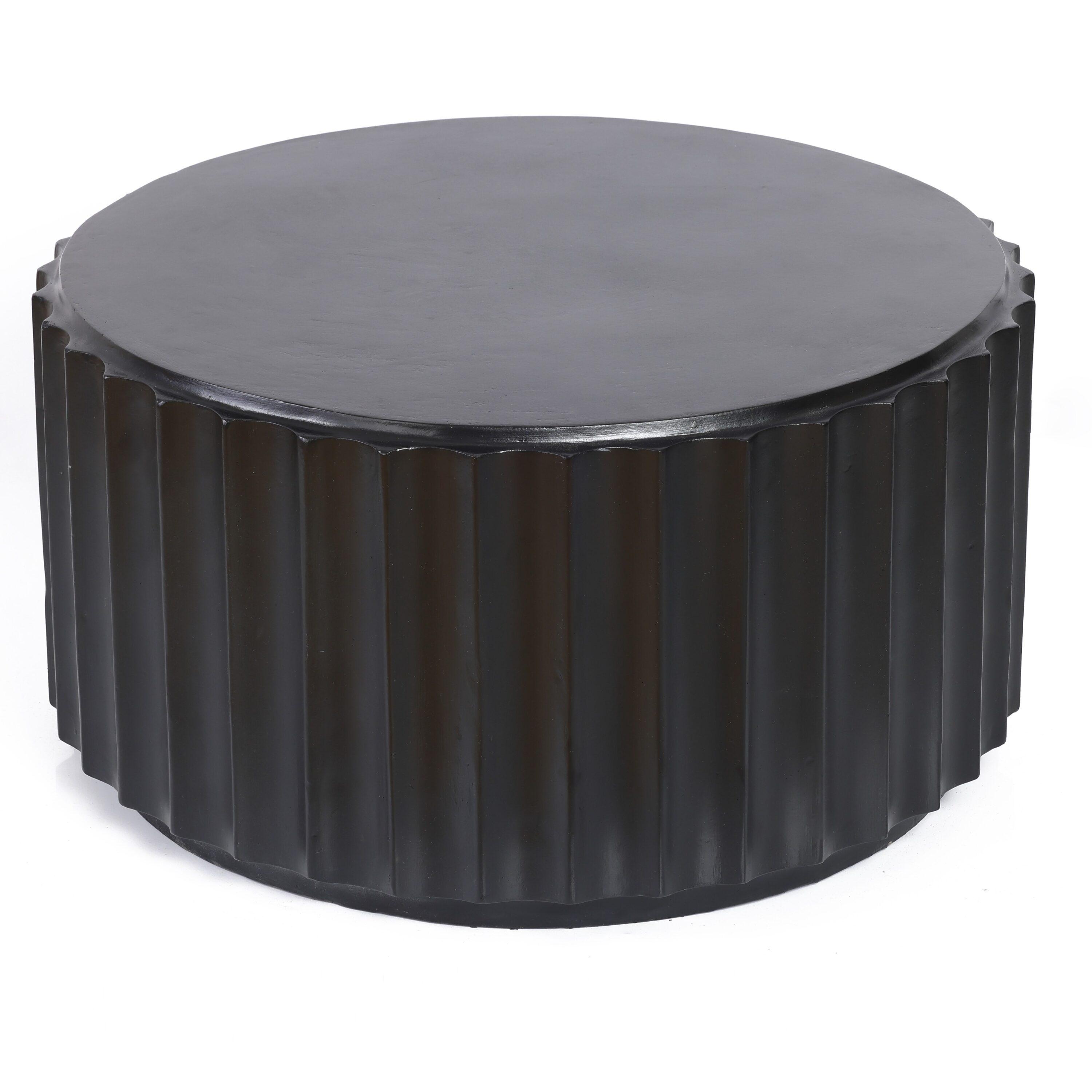 Black Cement Round Coffee Table for Outdoors and Indoors, Modern Accent, Housewarming Gifts