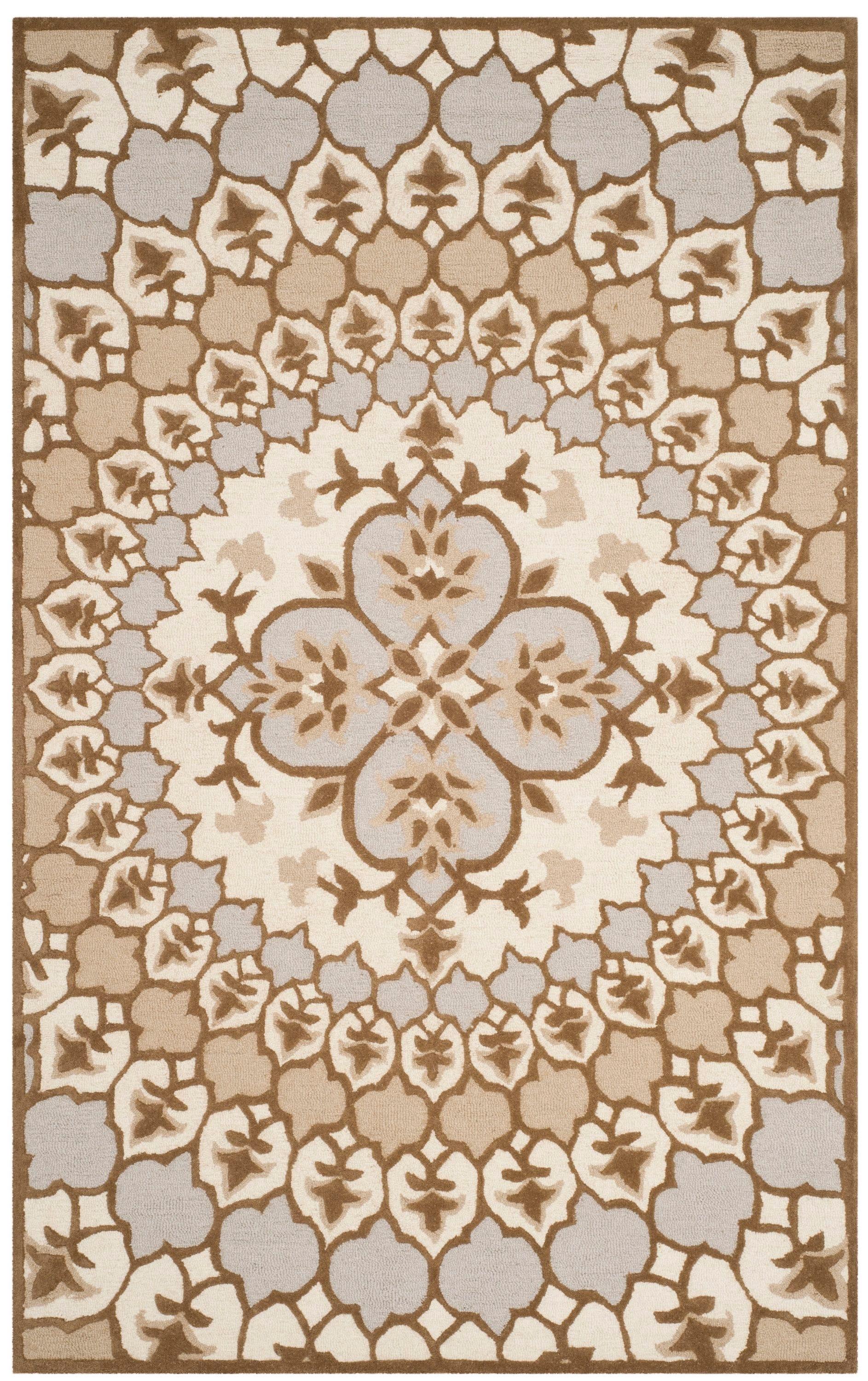 Bellagio BLG610 Hand Tufted Area Rug - Ivory/Dark Beig - 5'x8' - Safavieh.