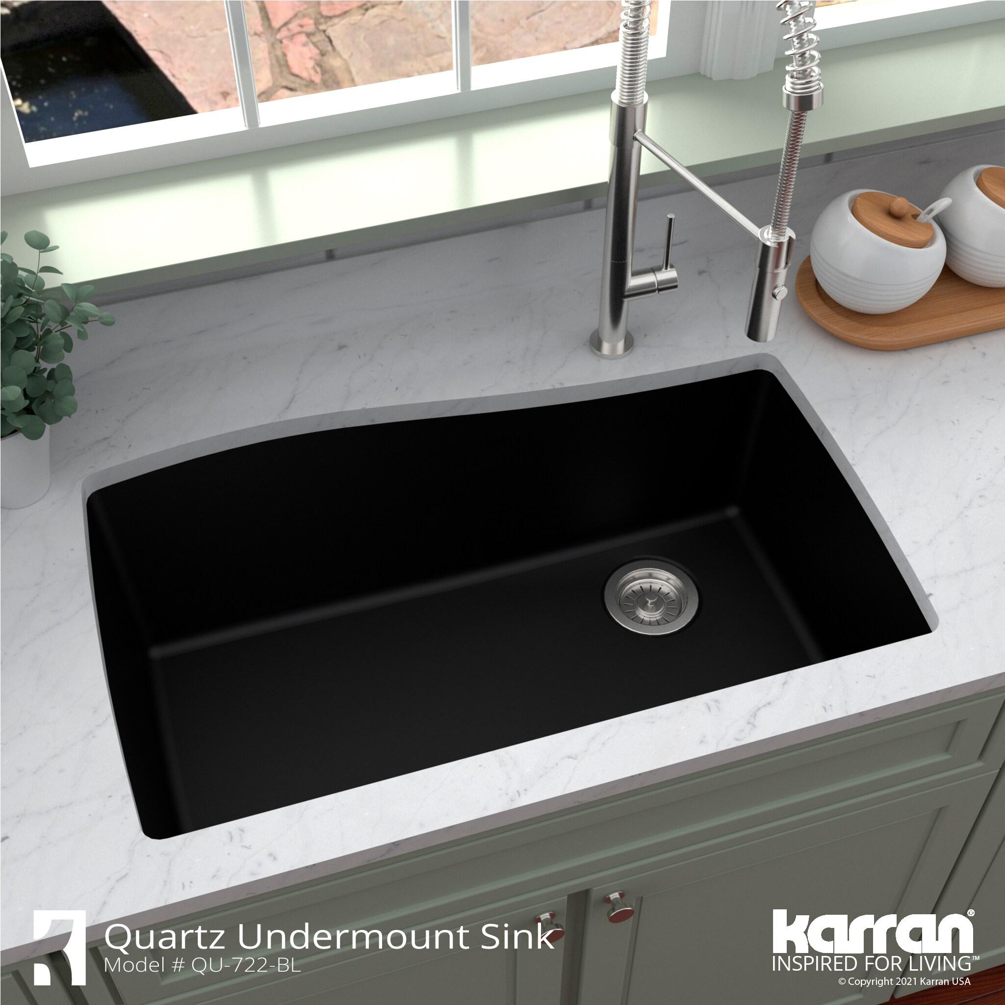 Karran Undermount Quartz Composite 33-1/2'' X 21'' Single Bowl Kitchen Sink
