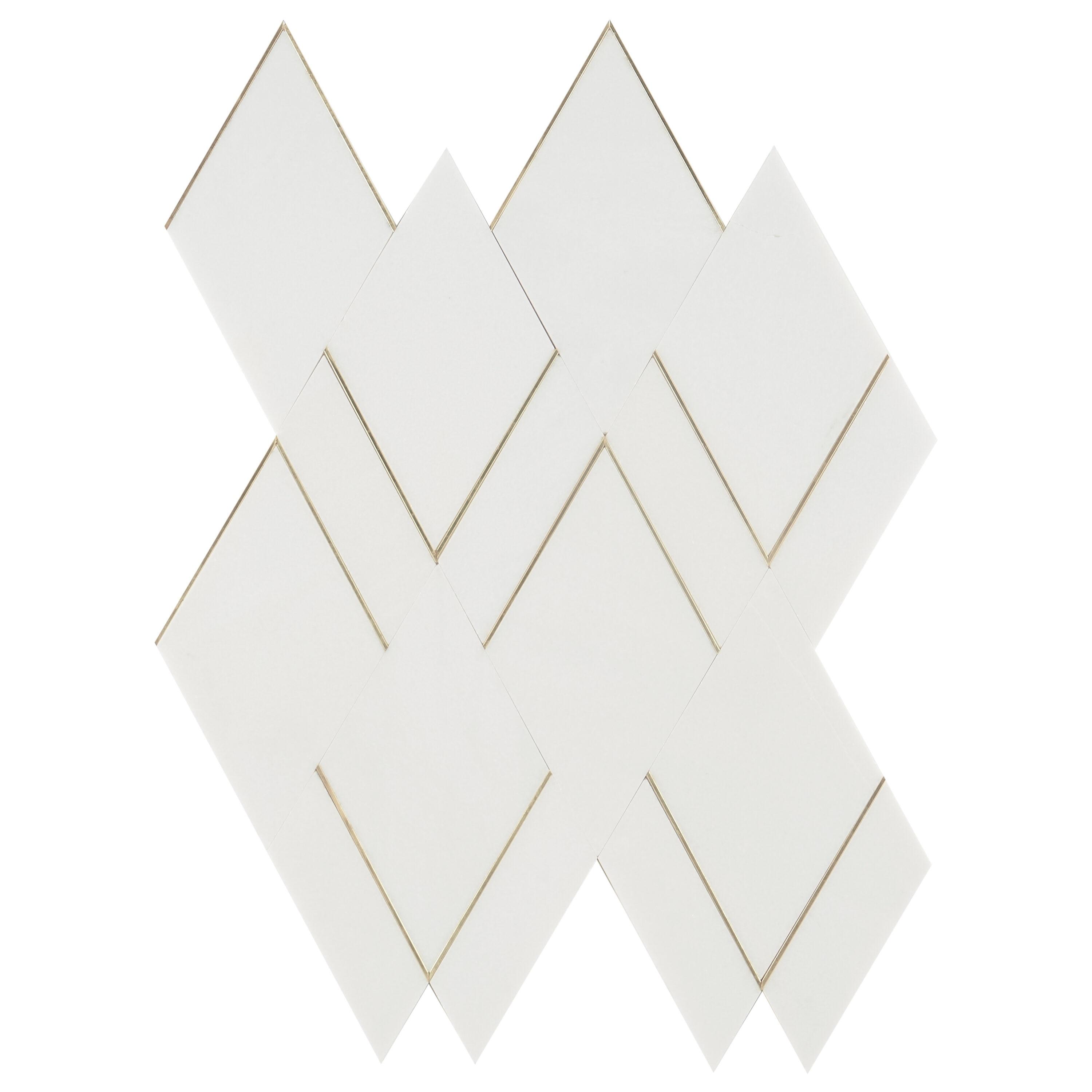 Mehko 11.81 in. x 14.96 in. Polished Marble and Brass Wall Tile