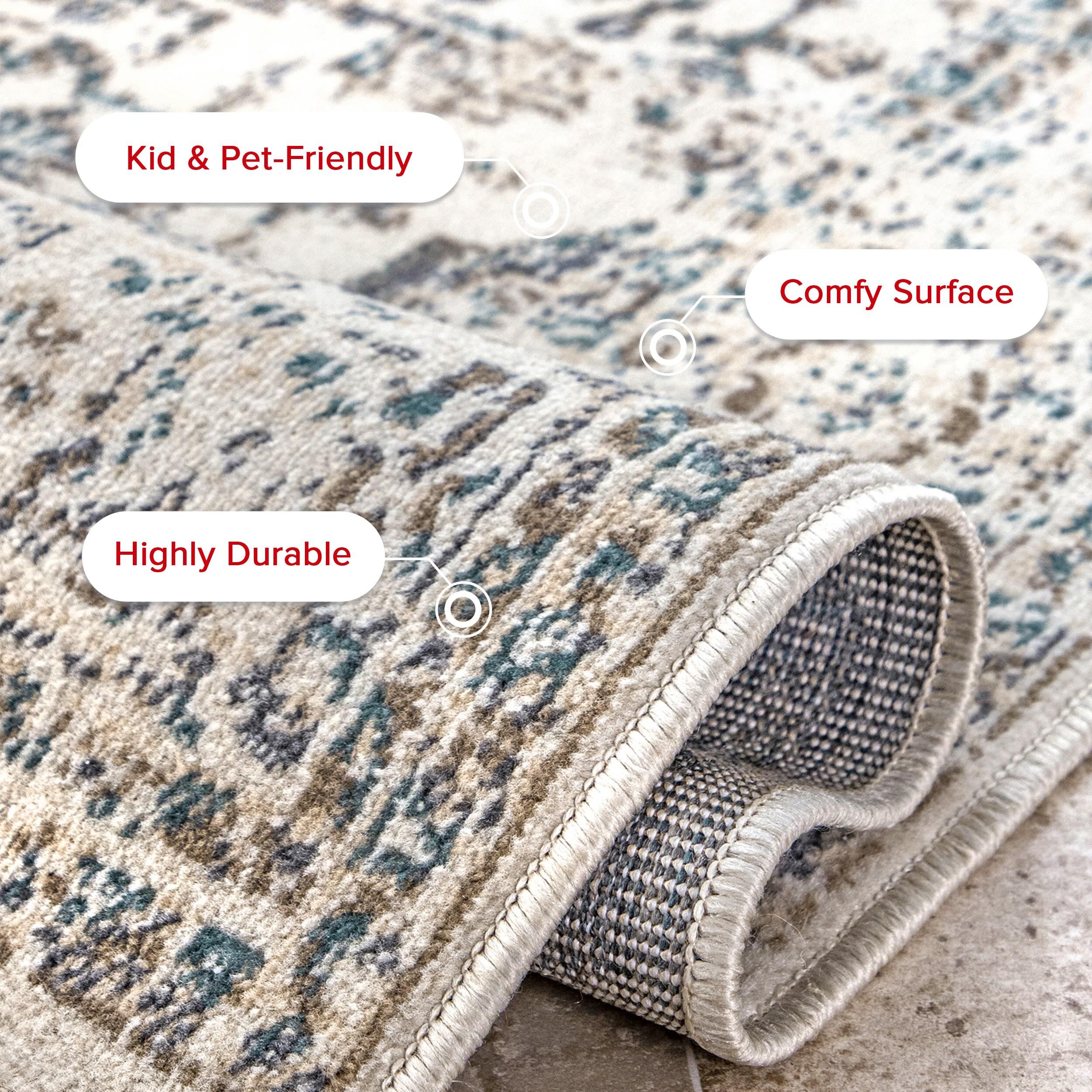Nuloom Tanith Medallion 2x3 Accent Indoor Area Rug for Living Room Bedroom Dining Room Entryway Kitchen, Cream/Grey