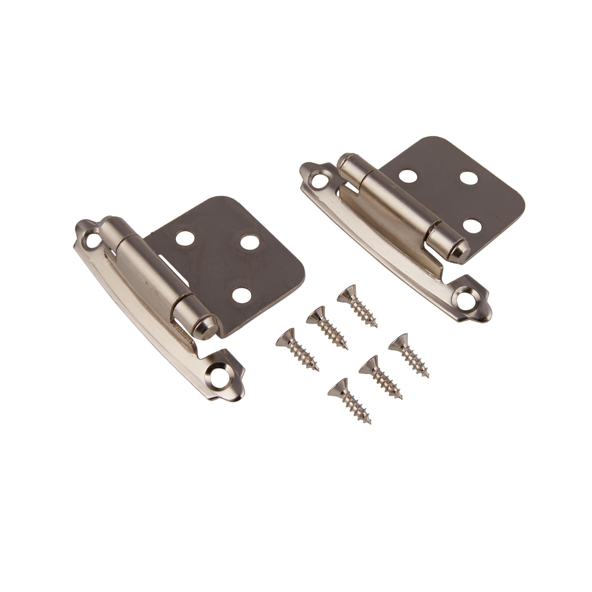 RELIABILT 200-Degree Adjustable Overlay Overlay Surface Self-Closing Satin nickel Cabinet Hinge , 5 Pairs ( 10 -Pieces)