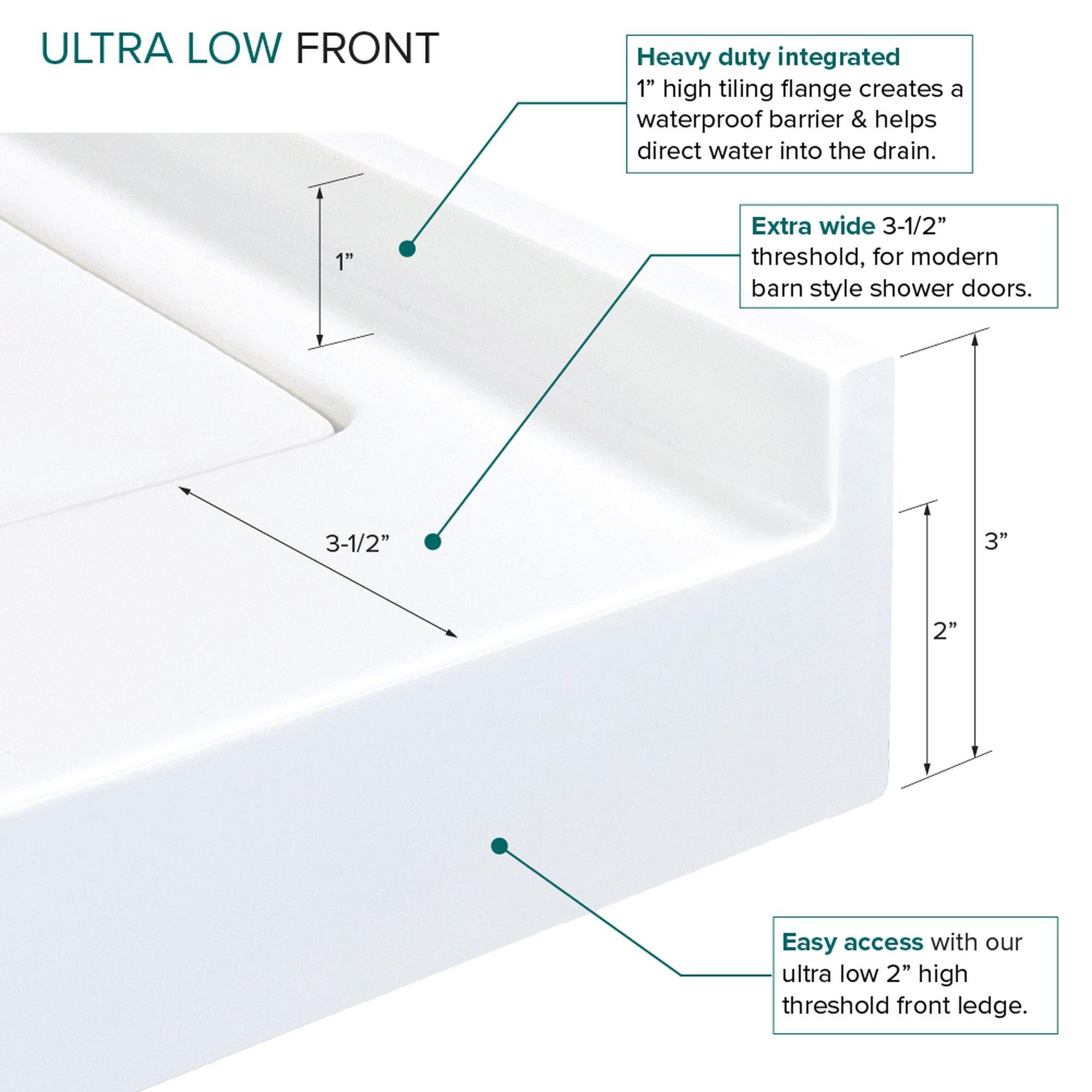 Transolid Transolid 60-in x 32-in Cast Solid Surface Shower Base with Linear FSL6032L-01