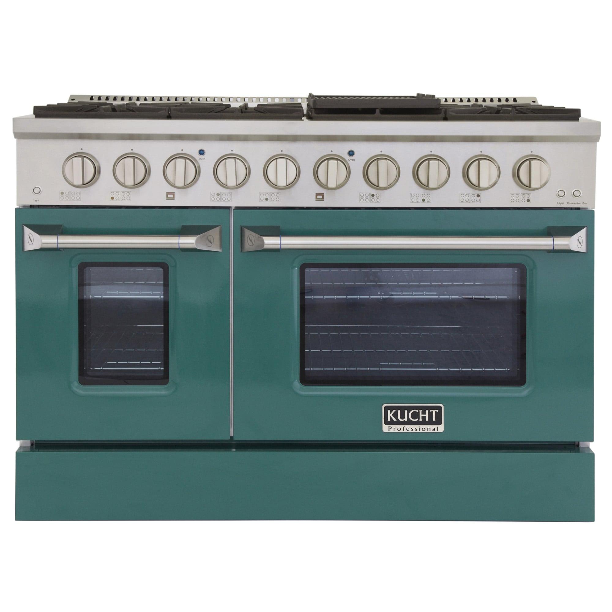 Kucht Professional 48" Stainless Steel Natural Gas Range in Silver/Green