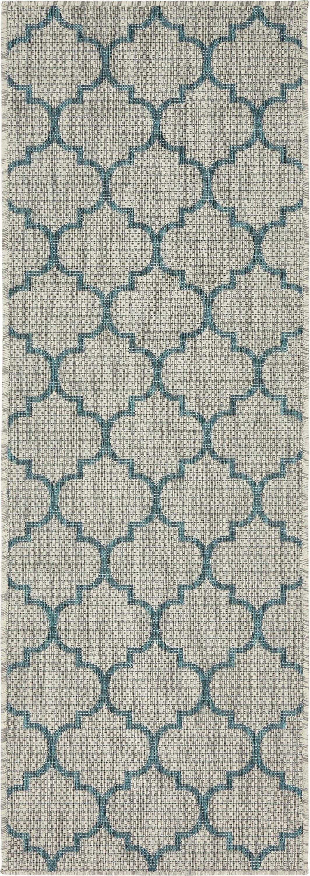 Unique Loom 2' 0 x 6' 1 Runner Indoor/Outdoor Trellis Gray Runner Rug