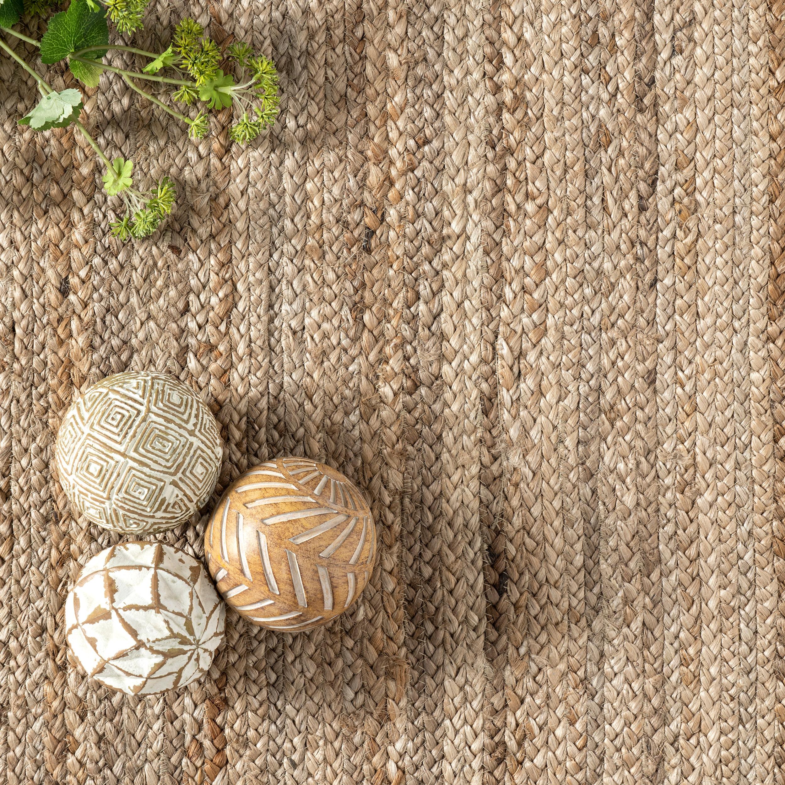 nuLOOM Rikki Coastal Braided Jute Area Rug, Oval 3' x 5', Off White