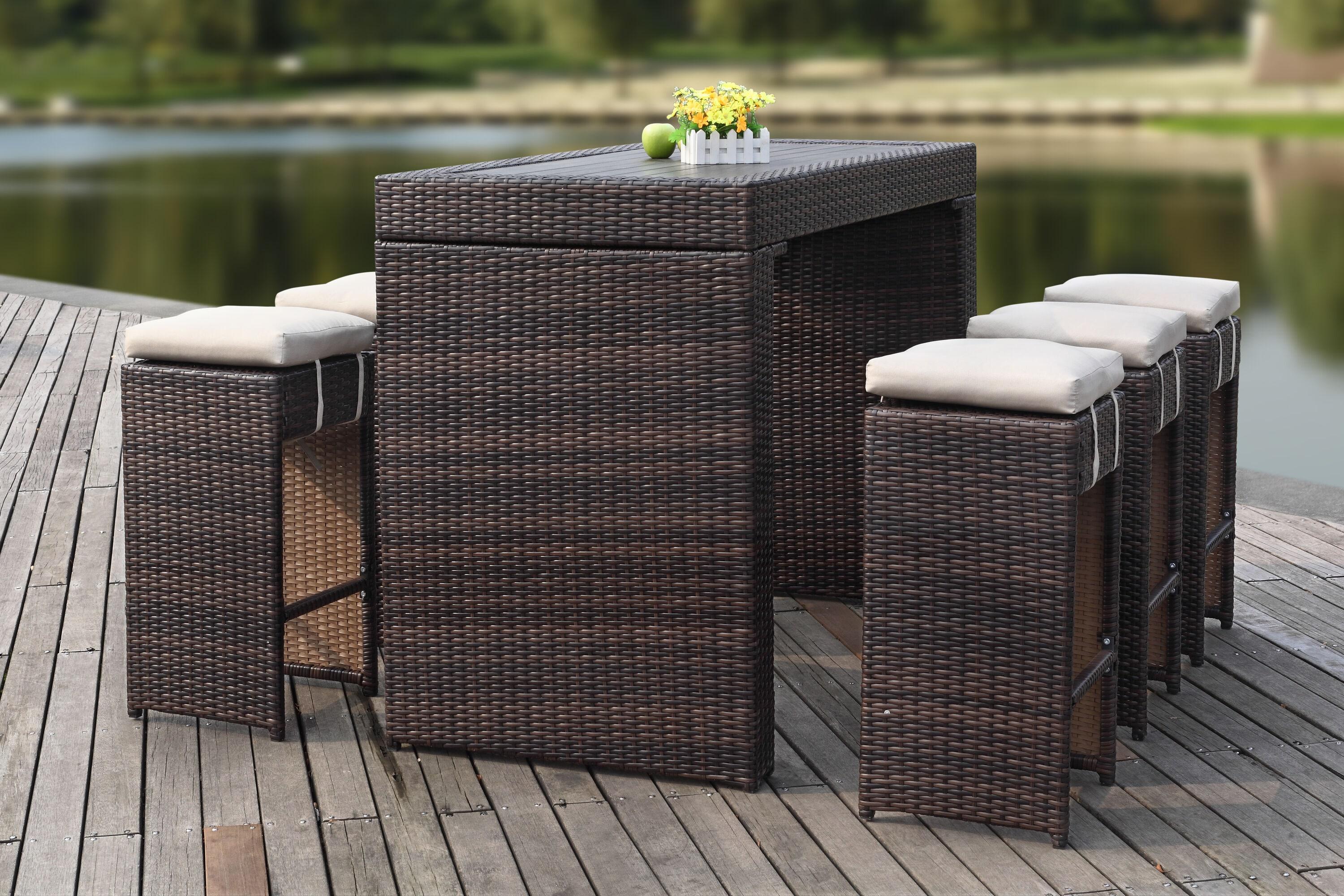 Sanders Outdoor Bar Set - Titanium/Sand - Safavieh