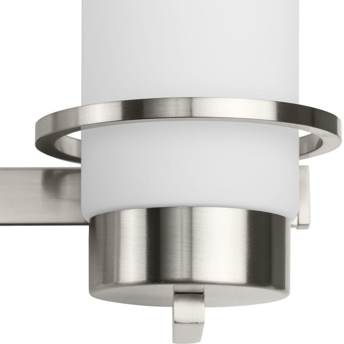 Progress Lighting Reiss 3-Light Vanity Light, Brushed Nickel, White Glass Shade