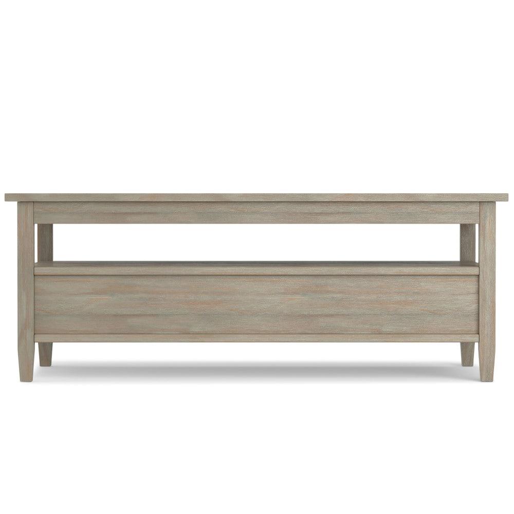 Simpli Home Warm Shaker 48"W Solid Wood Coffee Table with Two Storage Drawers and Open Shelf