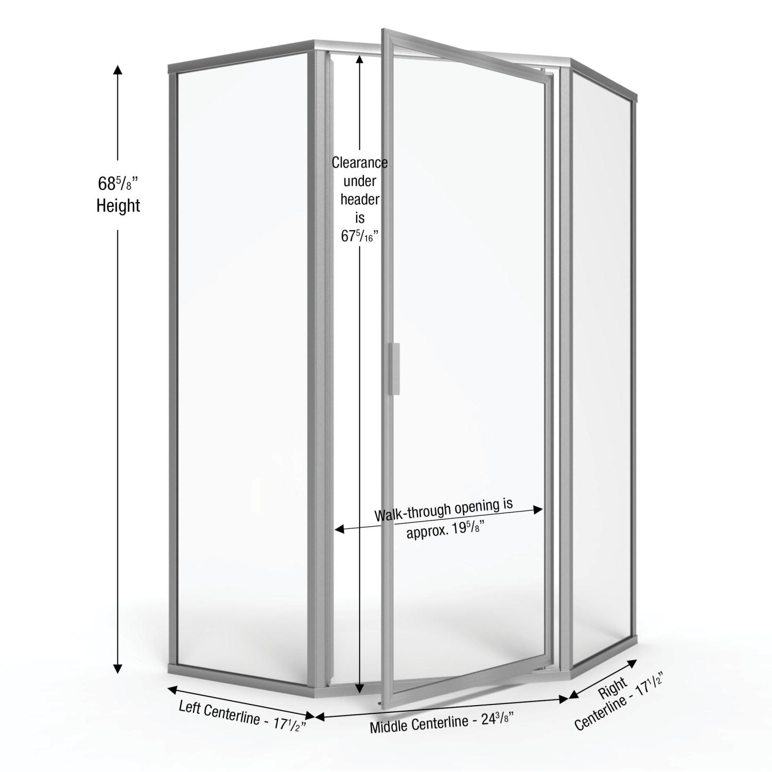 Deluxe 57.625'' W 68.625'' H Framed Neo-angle Reversible Shower Enclosure